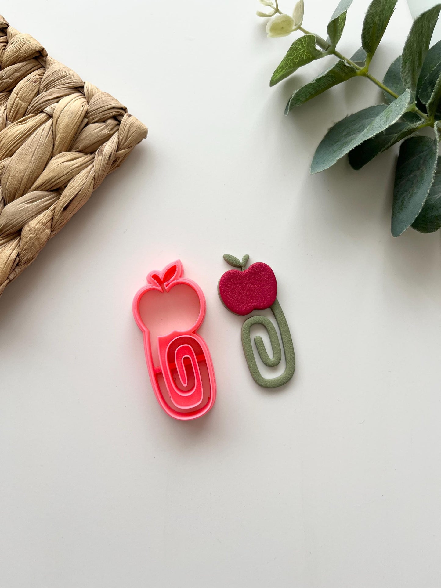 Back to School Bookmarks- Apple & Bowtie Polymer Clay Cutter