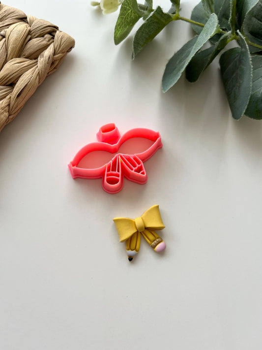 Back to School-  Curved Pencil Bowtie Clay Cutter