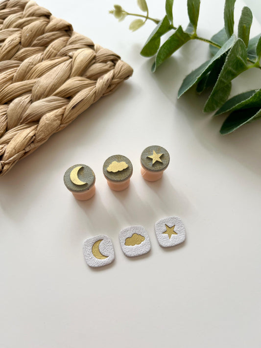 Mini Stamps Moon, Star & Cloud