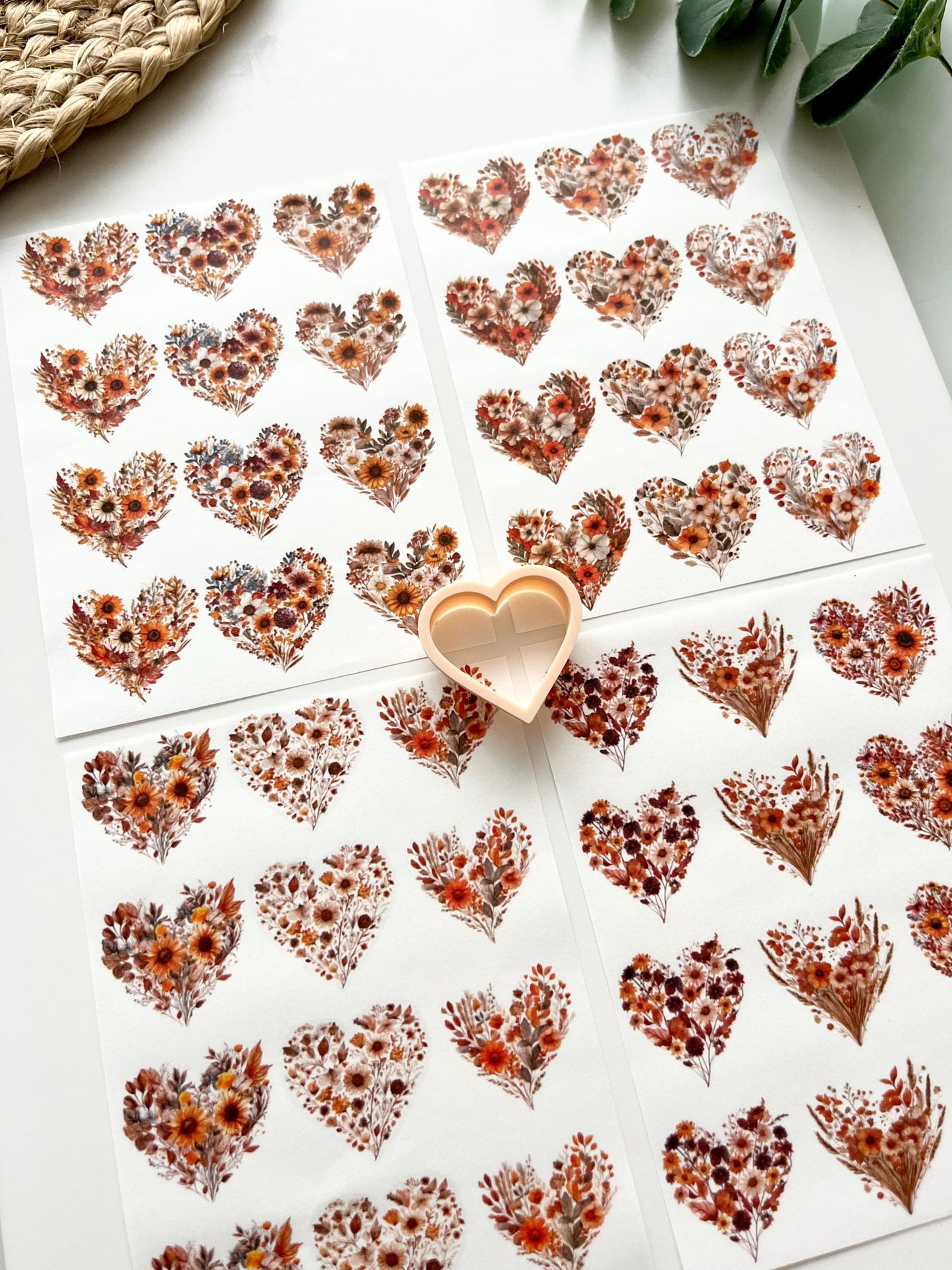 Autumn Hearts Transfer Papers + Cutter