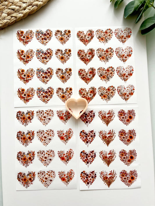 Autumn Hearts Transfer Papers + Cutter