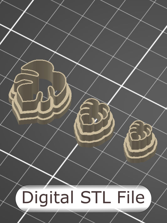 Mini Monstera Studs Polymer Clay Cutter - Digital STL File - 3 Sizes