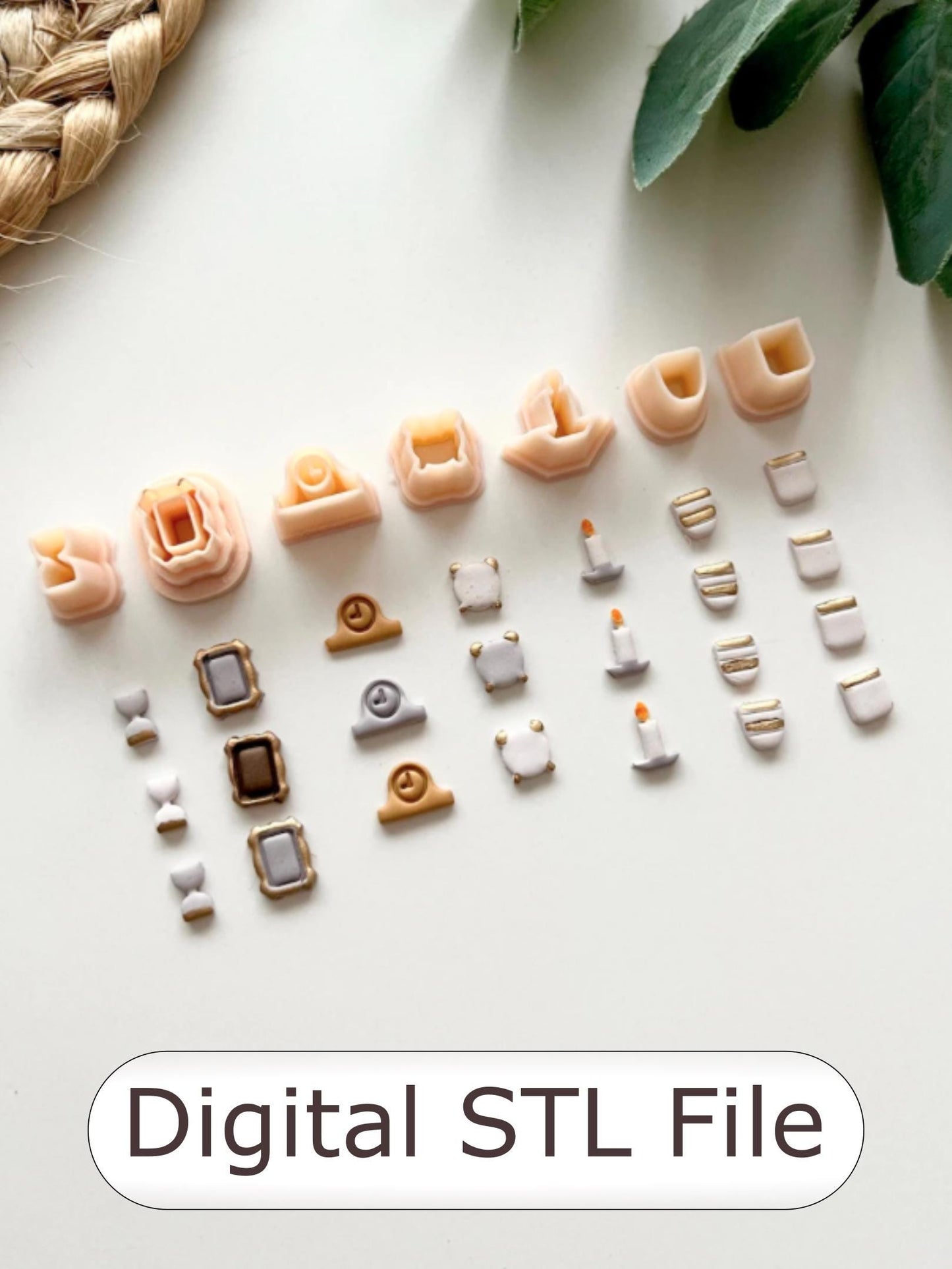 Bookshelf Decorations #1 Polymer Clay Cutter - Digital STL File - 7 Designs