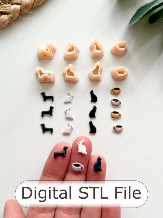 Bookshelf Decorations #2 Polymer Clay Cutter - Digital STL File - 4 Designs