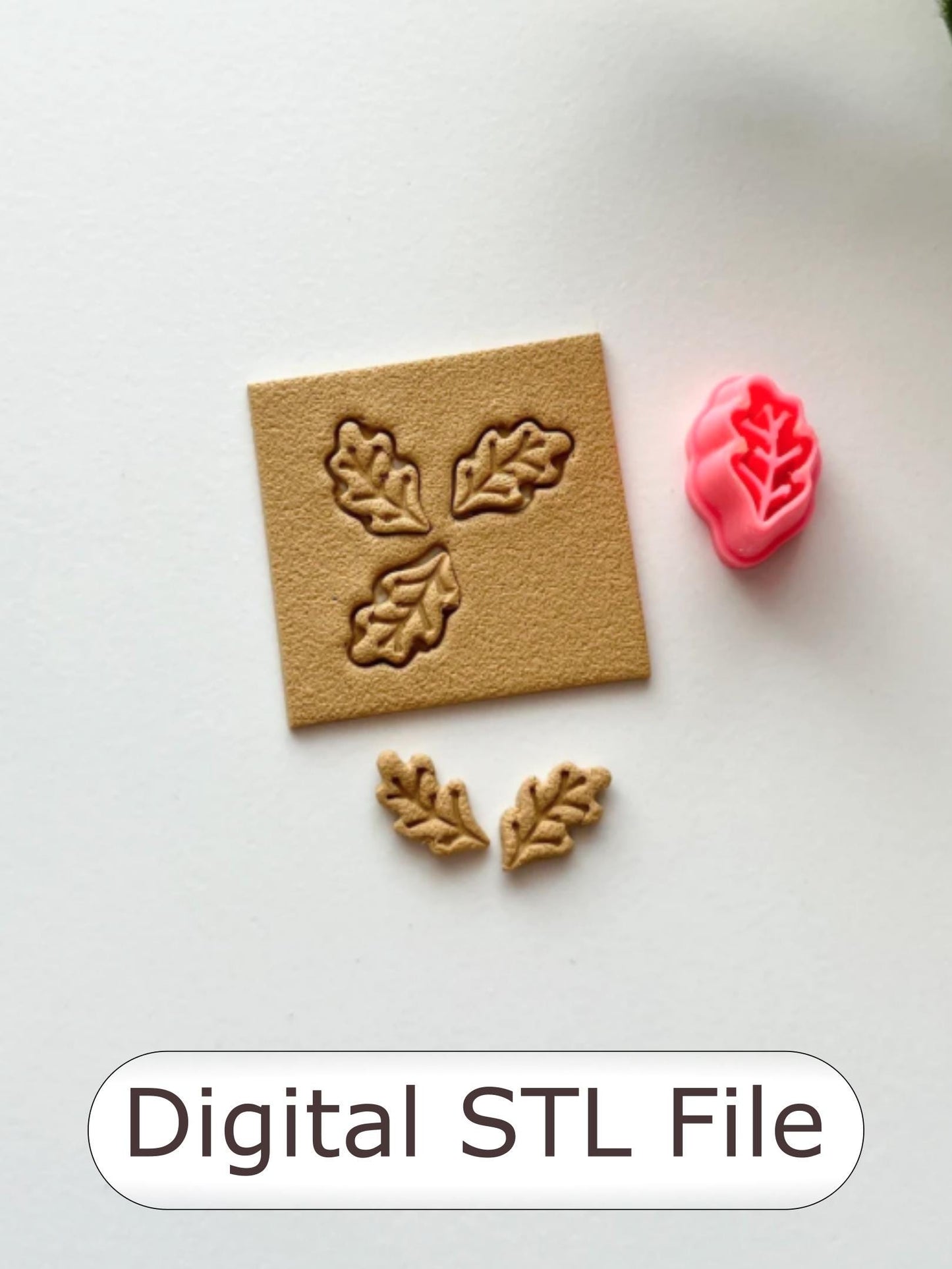 Mini Oak Leaf Polymer Clay Cutter - Digital STL File