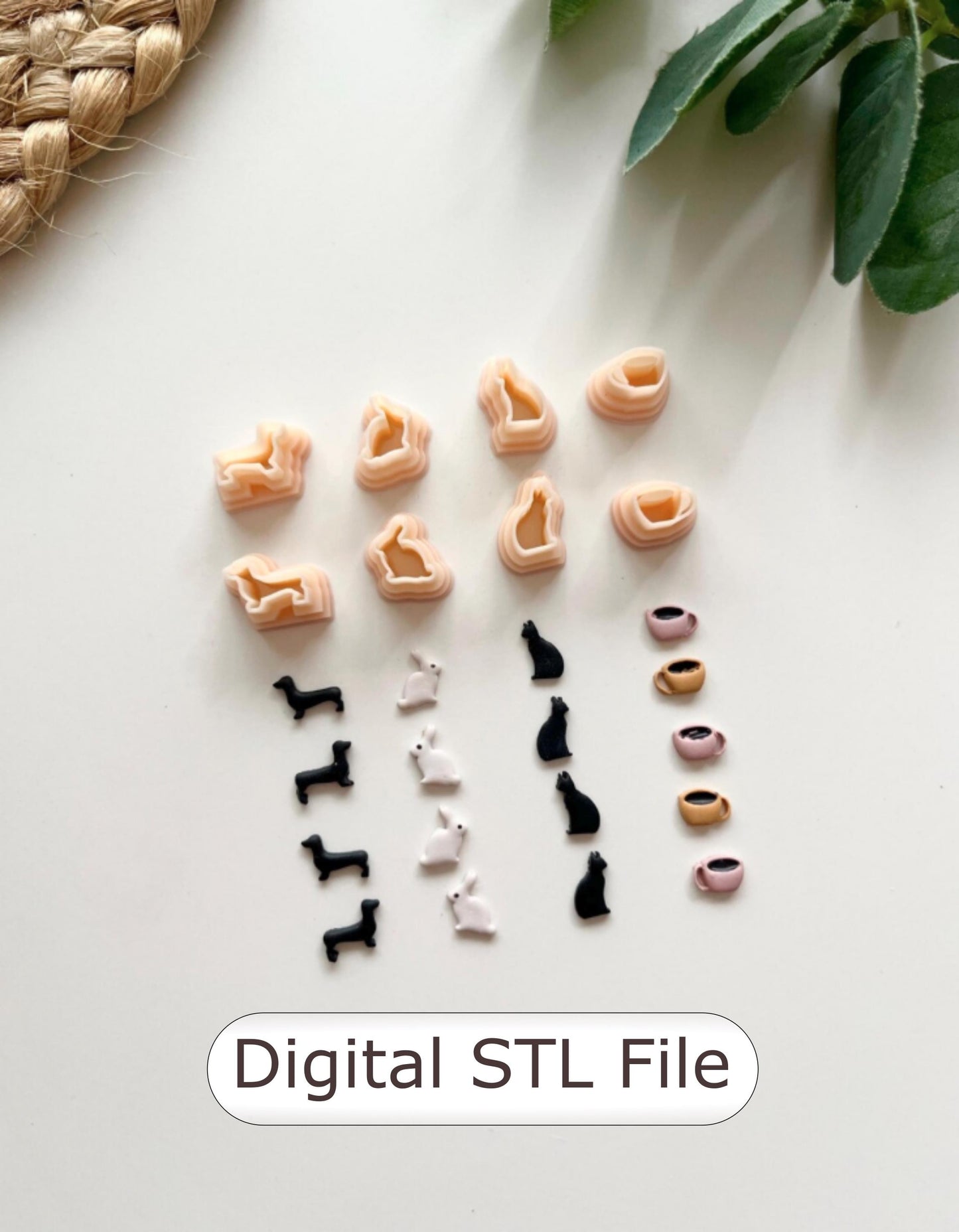 Bookshelf Decorations #2 Polymer Clay Cutter - Digital STL File - 4 Designs