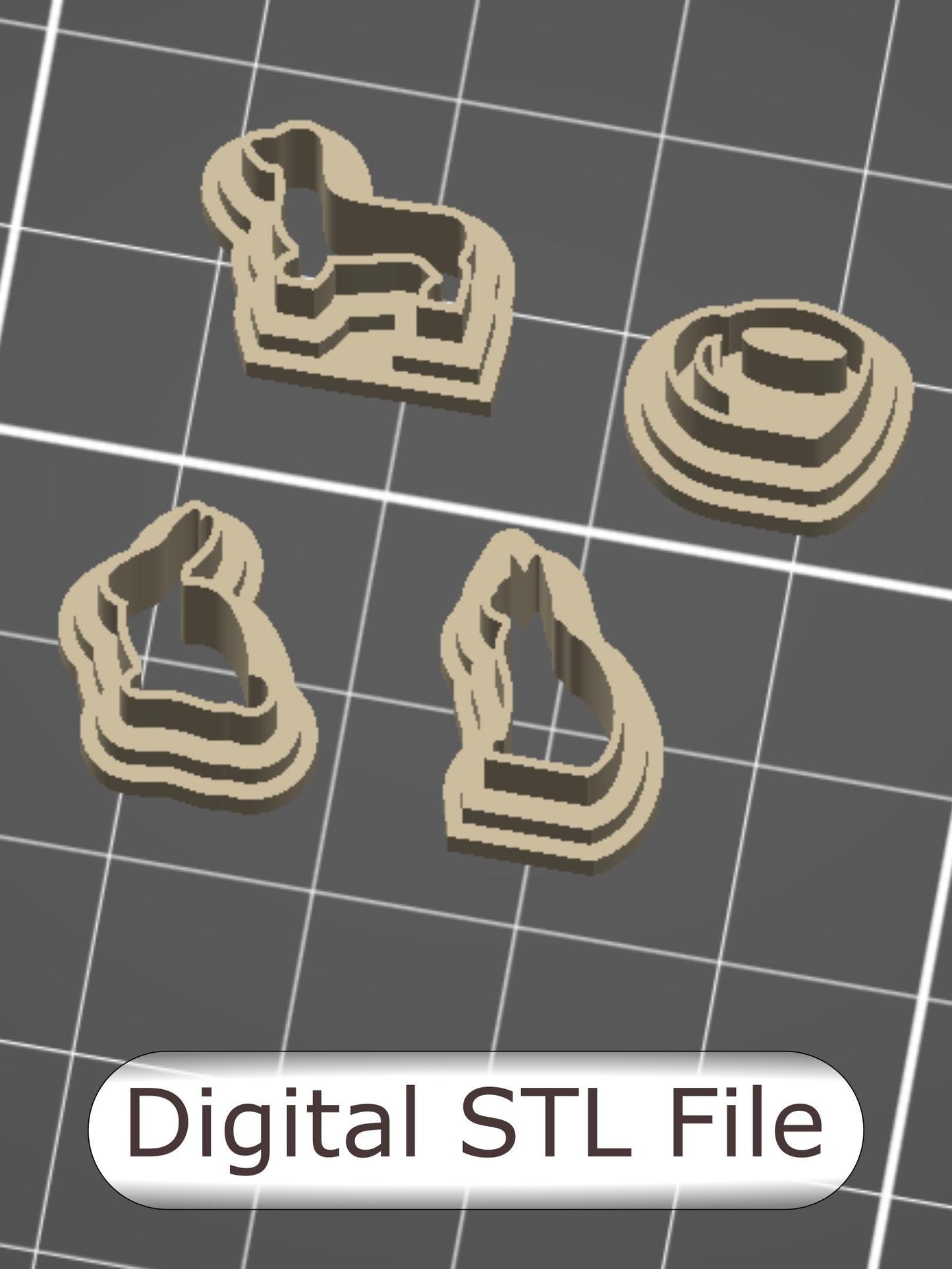 Bookshelf Decorations #2 Polymer Clay Cutter - Digital STL File - 4 Designs