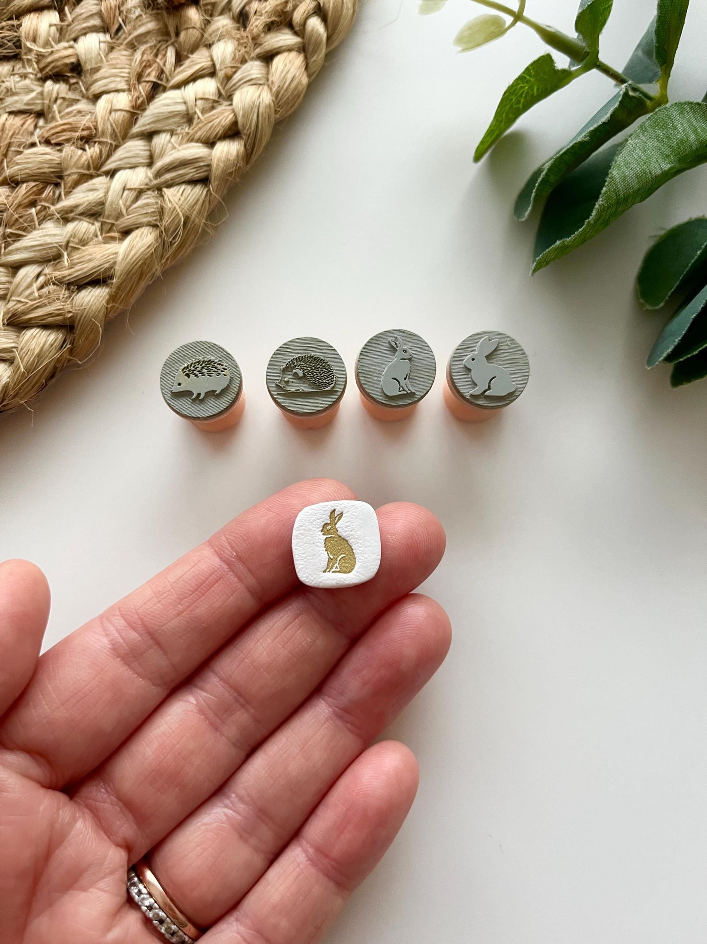 Bunny Rabbit and Hedgehog Stamps: Mica Powder