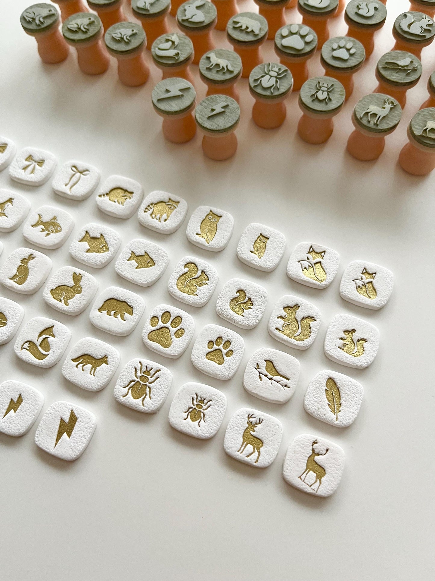 38 New Mica Stamps Bundle plus Free Gold and Silver Mica Powder: Polymer Clay & Jewelry Tools