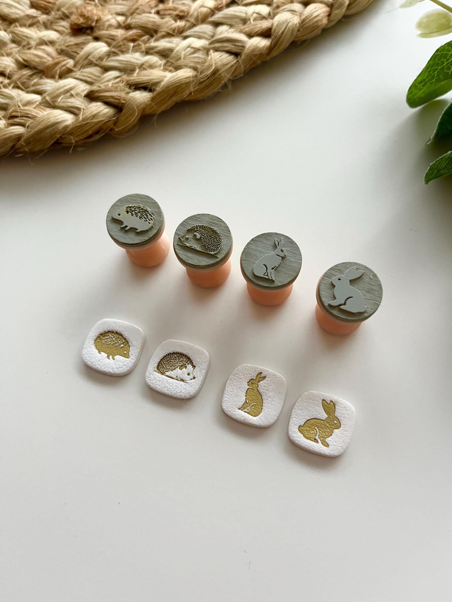 Bunny Rabbit and Hedgehog Stamps: Mica Powder