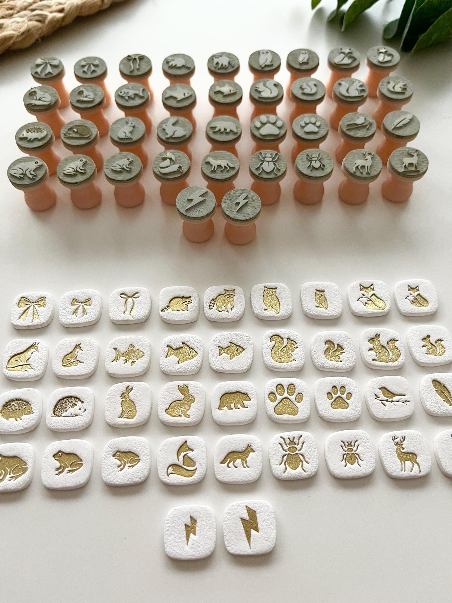 38 New Mica Stamps Bundle plus Free Gold and Silver Mica Powder: Polymer Clay & Jewelry Tools