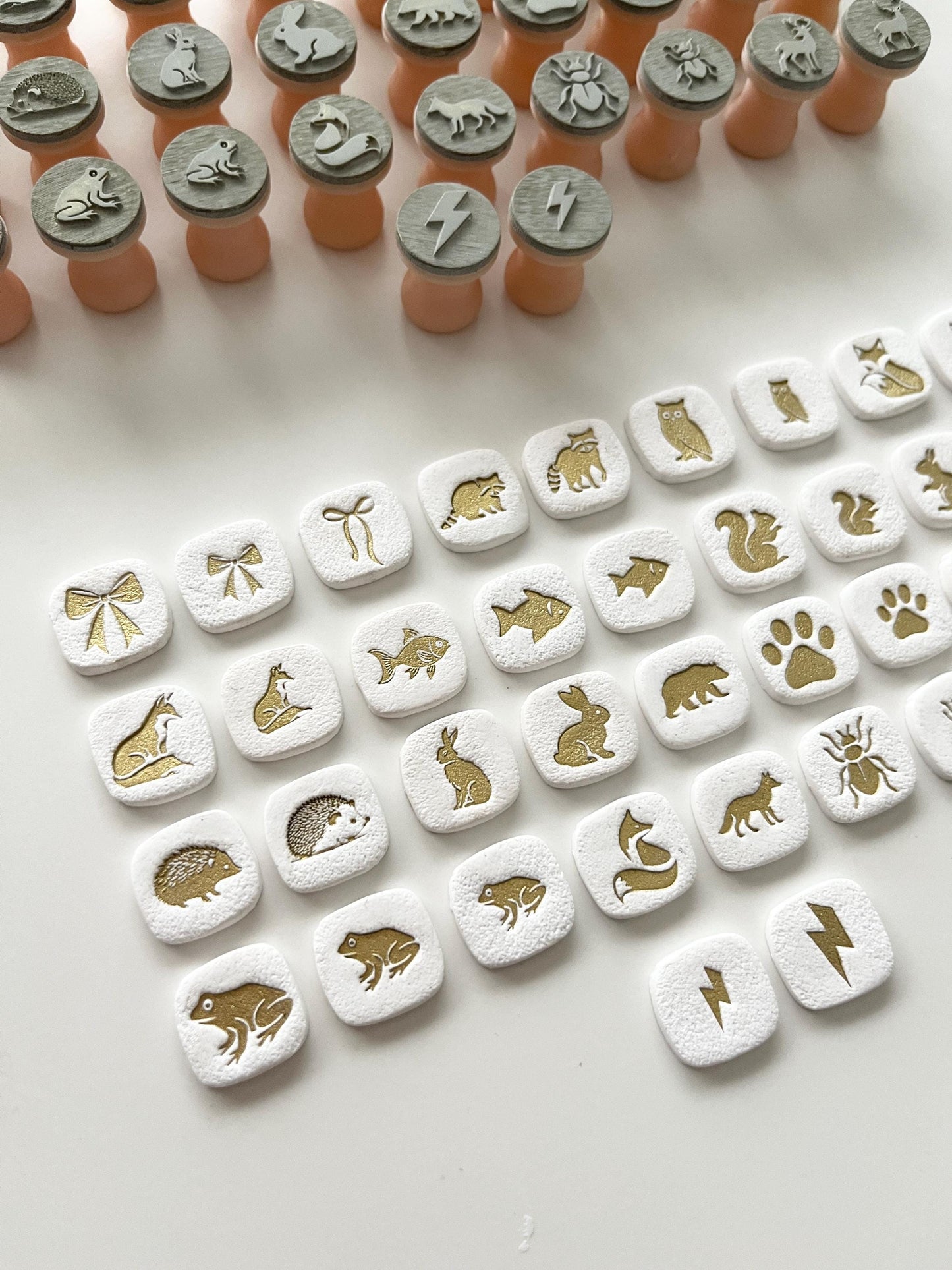 38 New Mica Stamps Bundle plus Free Gold and Silver Mica Powder: Polymer Clay & Jewelry Tools
