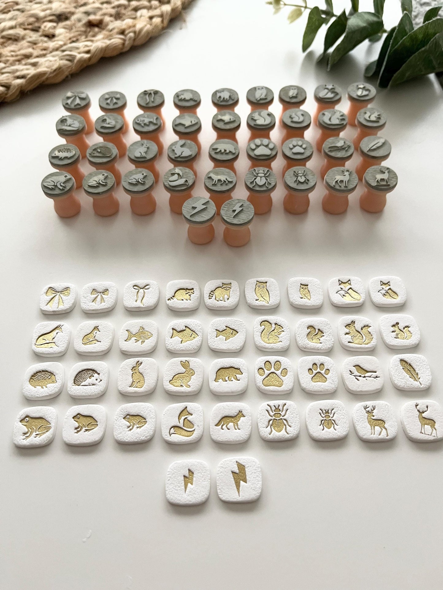 38 New Mica Stamps Bundle plus Free Gold and Silver Mica Powder: Polymer Clay & Jewelry Tools