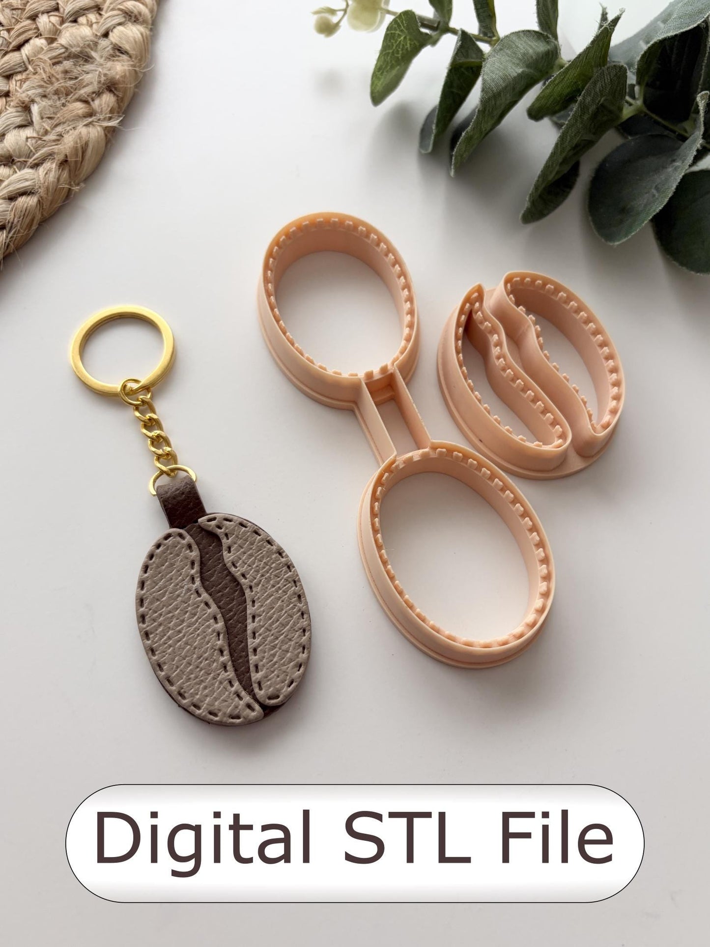 Coffee Bean Keyring Polymer Clay Cutter - Digital STL File