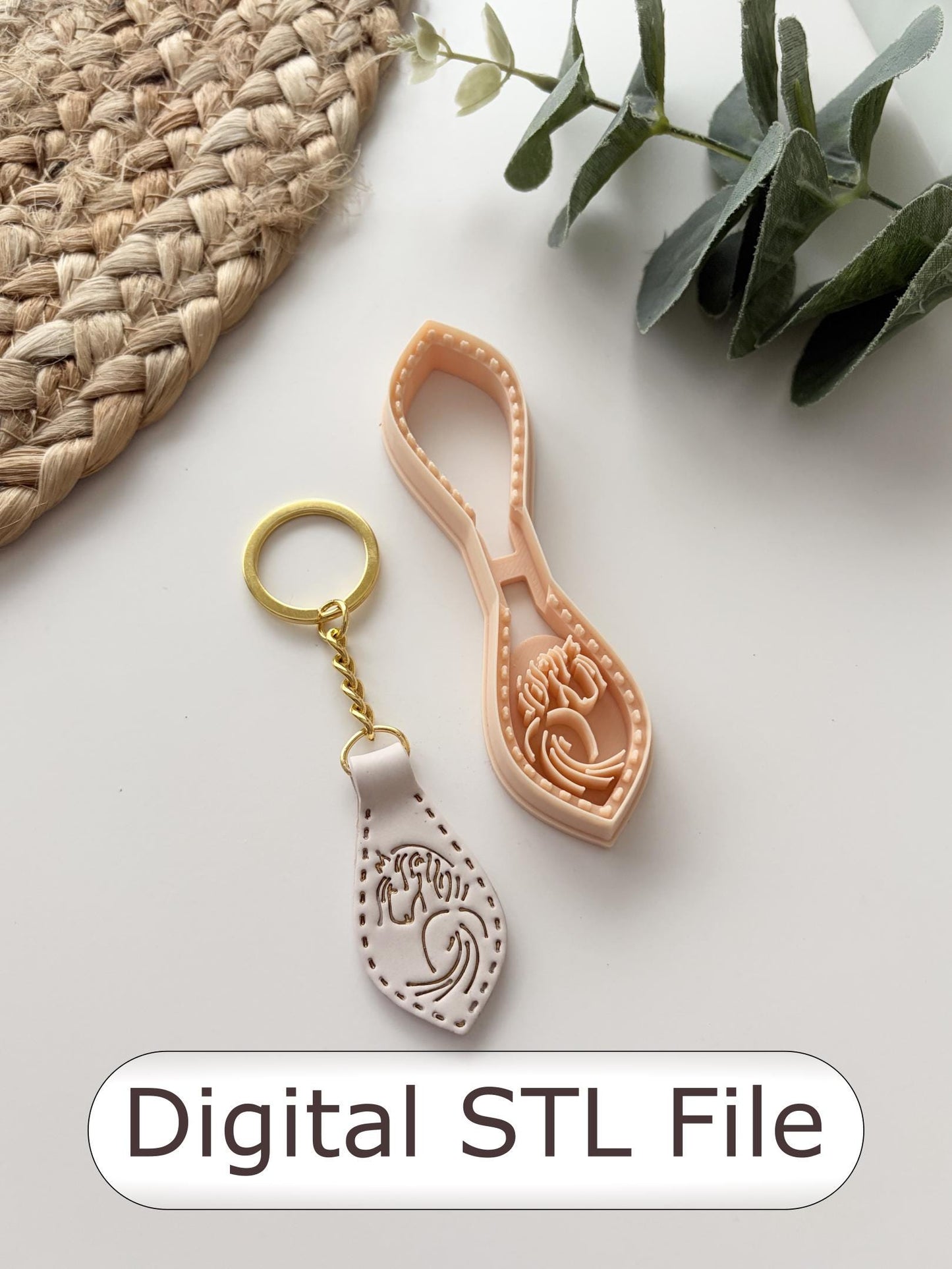 Cowgirl Embossed Horse Keyring Polymer Clay Cutter - Digital STL File