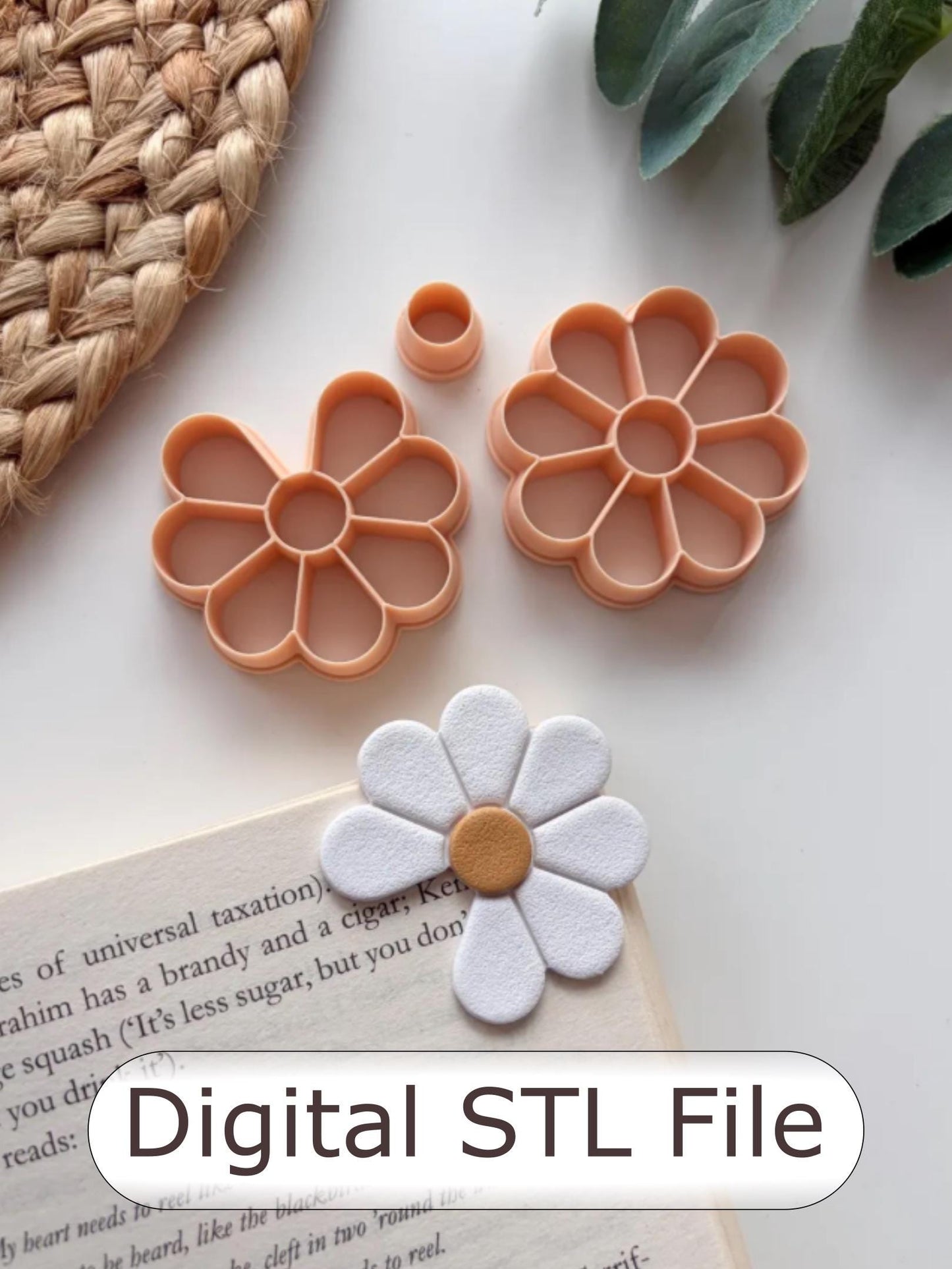 Full Daisy Corner Bookmark Polymer Clay Cutter - Digital STL File