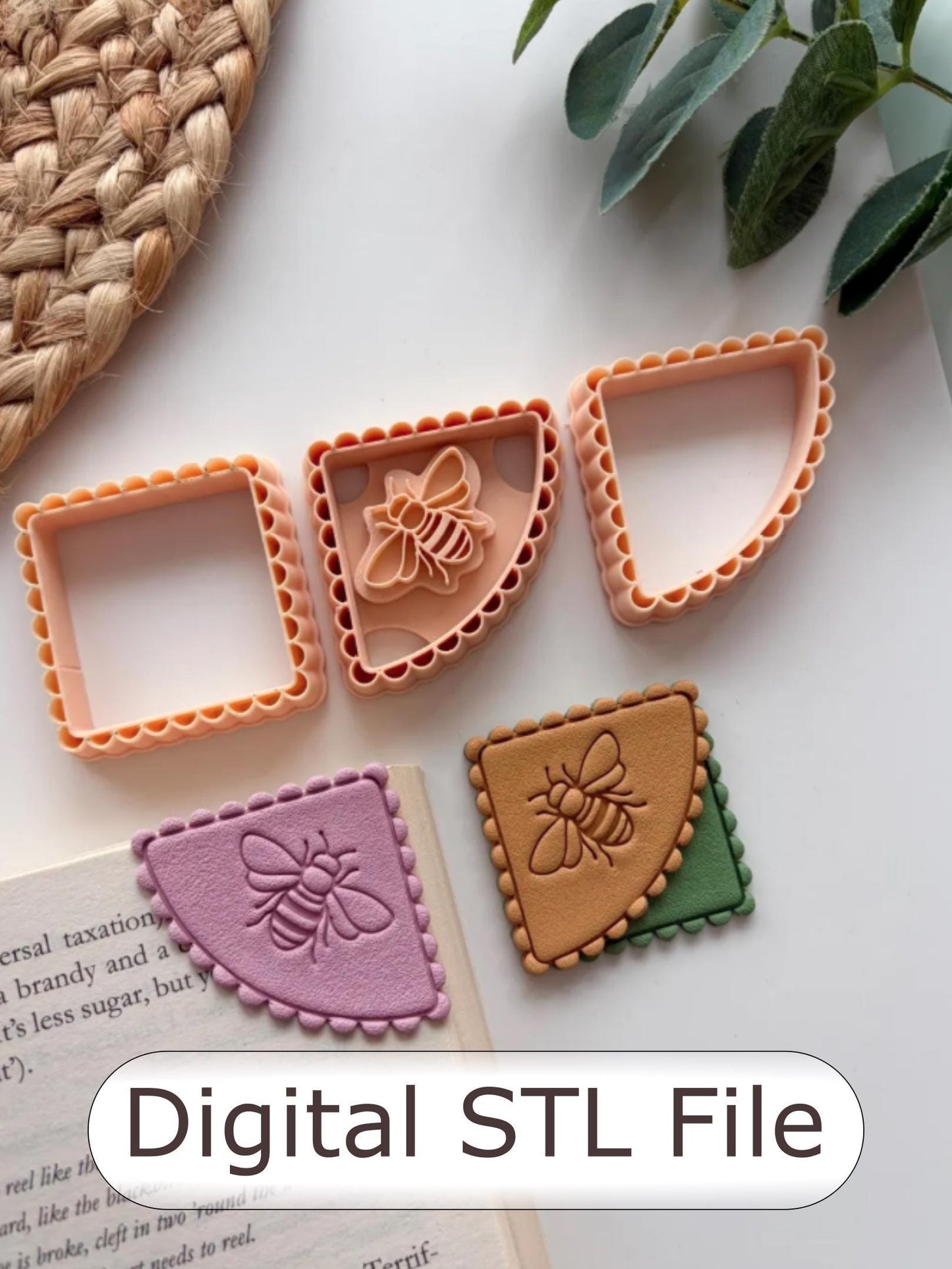 Floral Spring Corner Bookmark Bundle Polymer Clay Cutters - Digital STL File