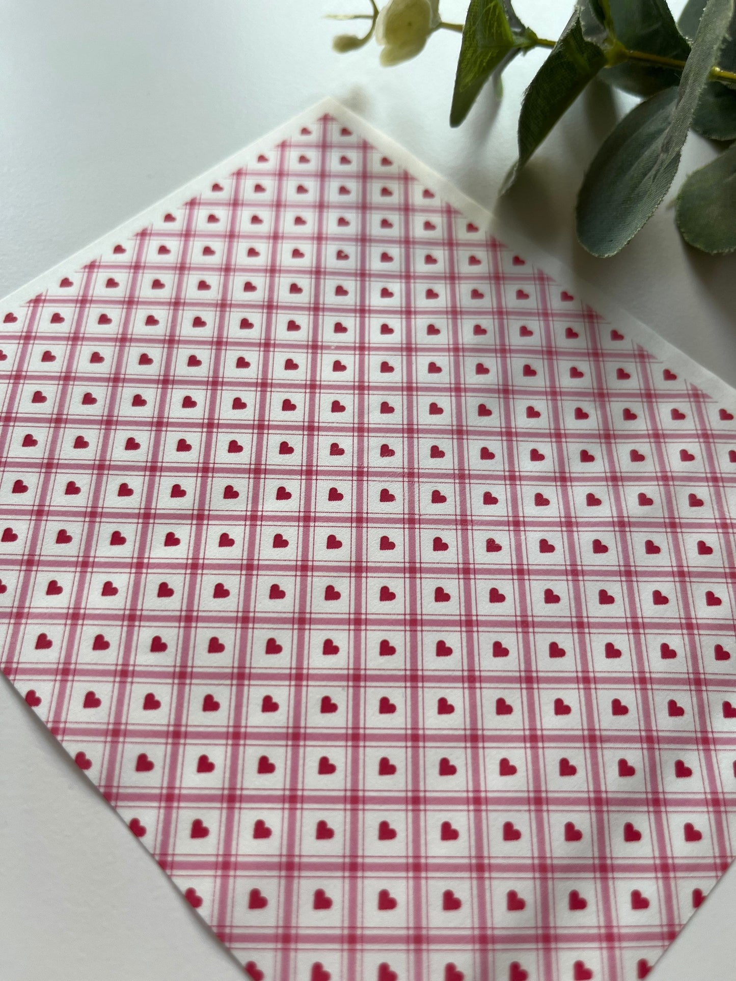 Papier transfert d'image coeurs vichy roses