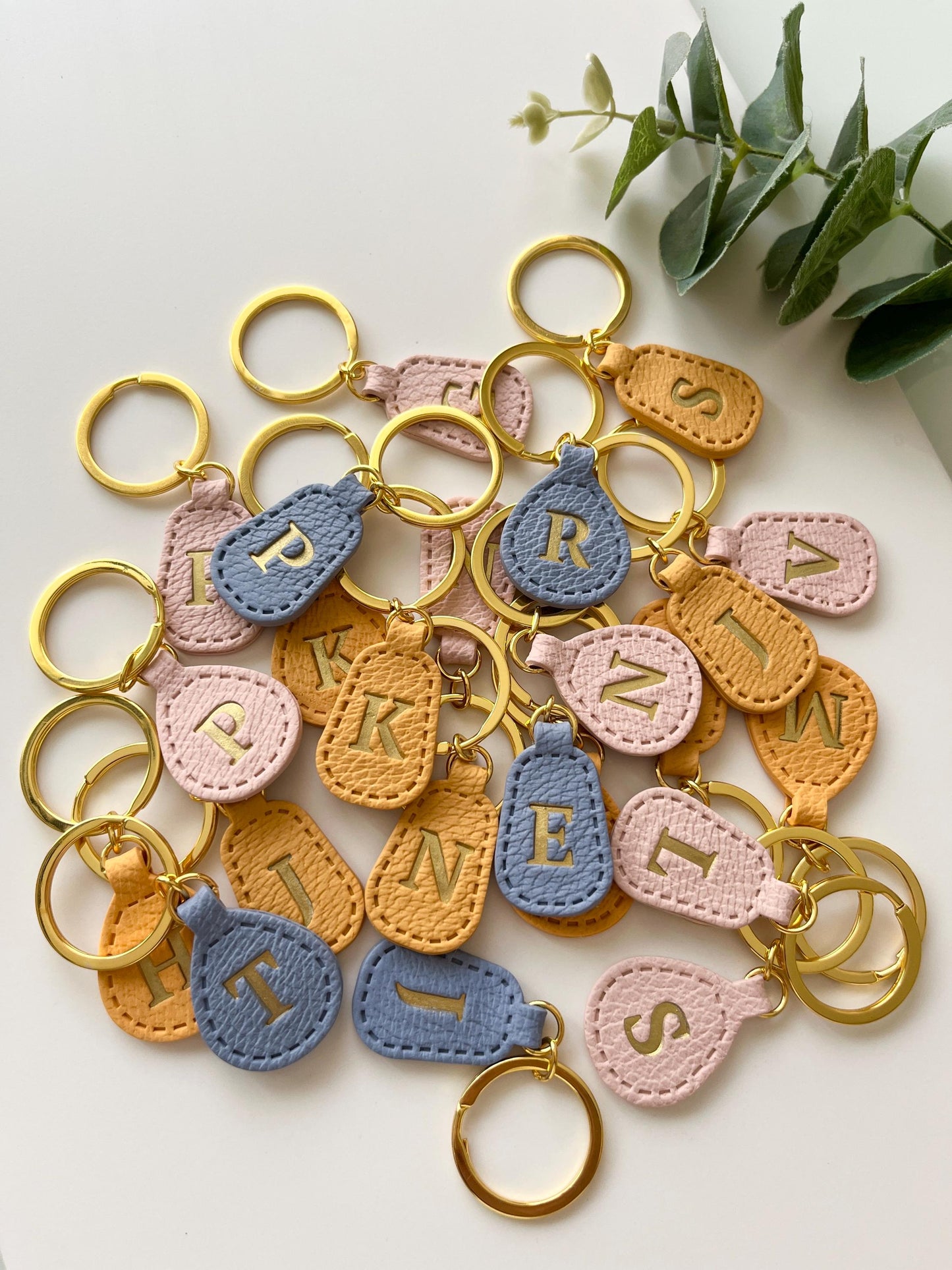 Personalised Leather Effect Keyring's - Polymer Clay