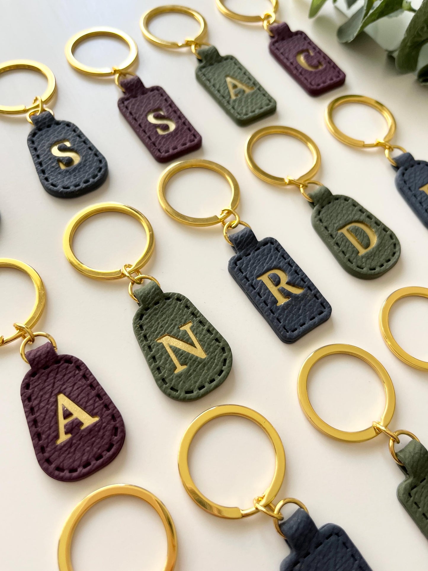 Personalised Leather Effect Keyring's - Polymer Clay