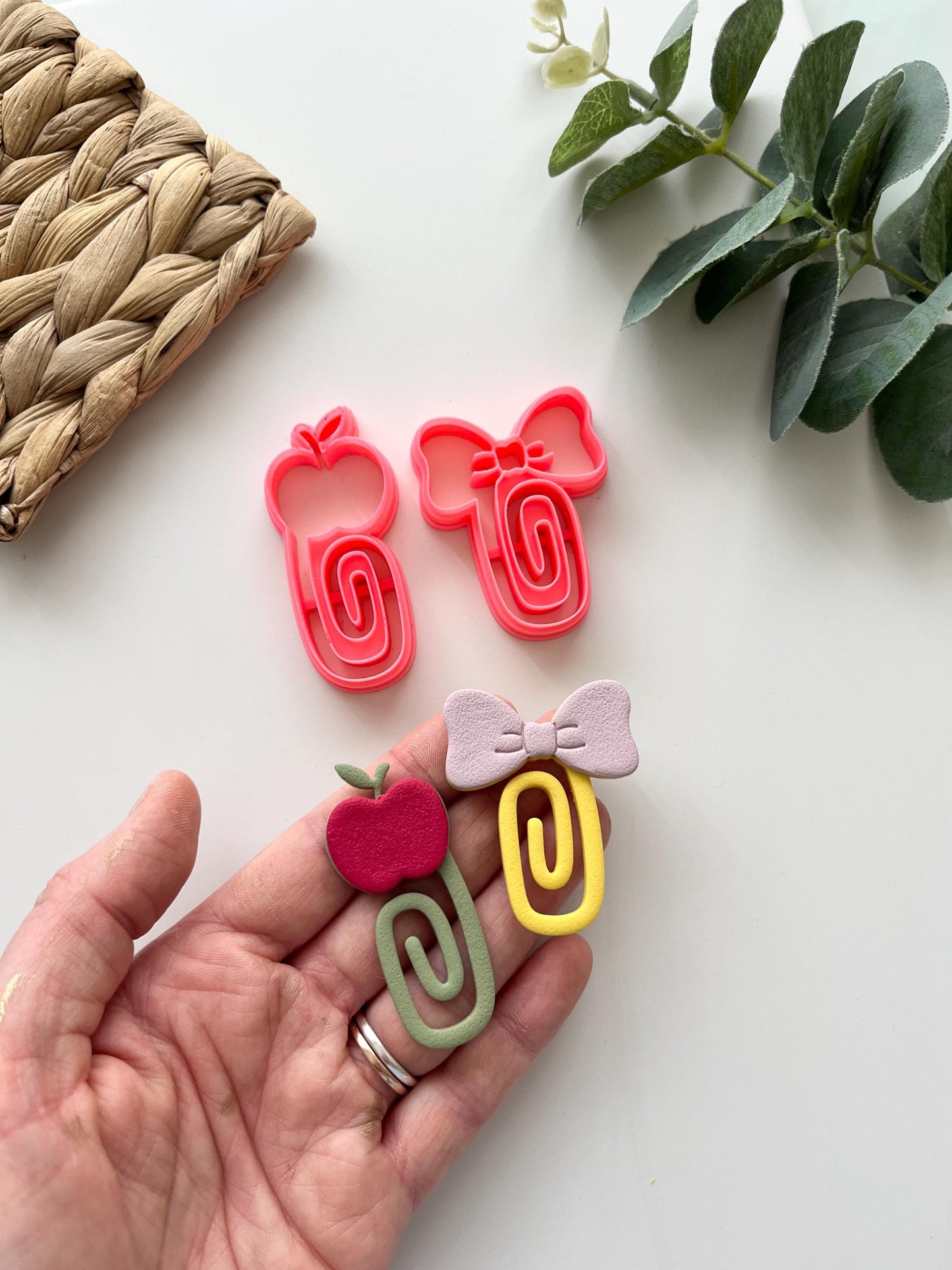 Back to School Bookmarks- Apple & Bowtie Polymer Clay Cutter