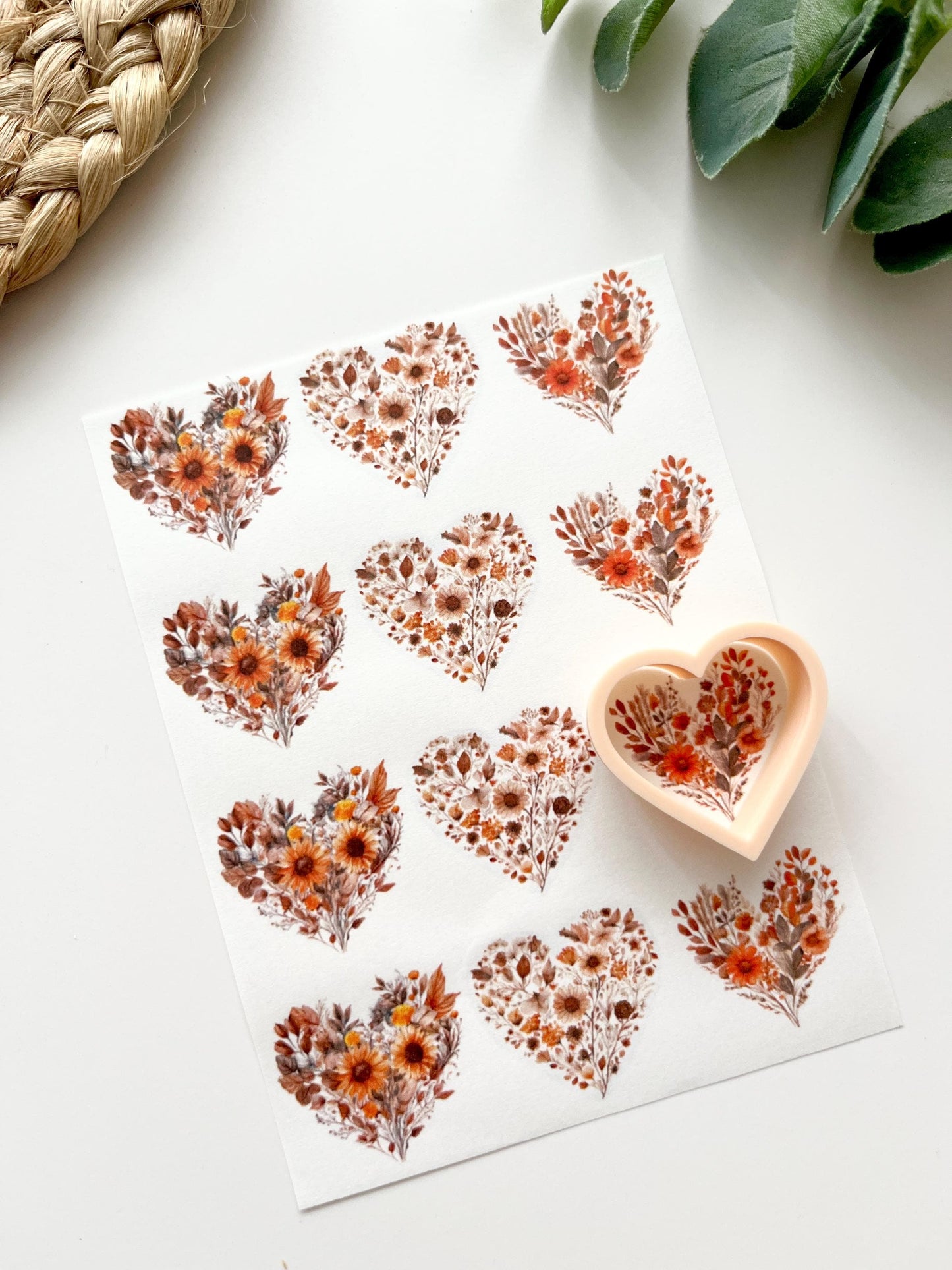 Autumn Hearts Transfer Papers + Cutter