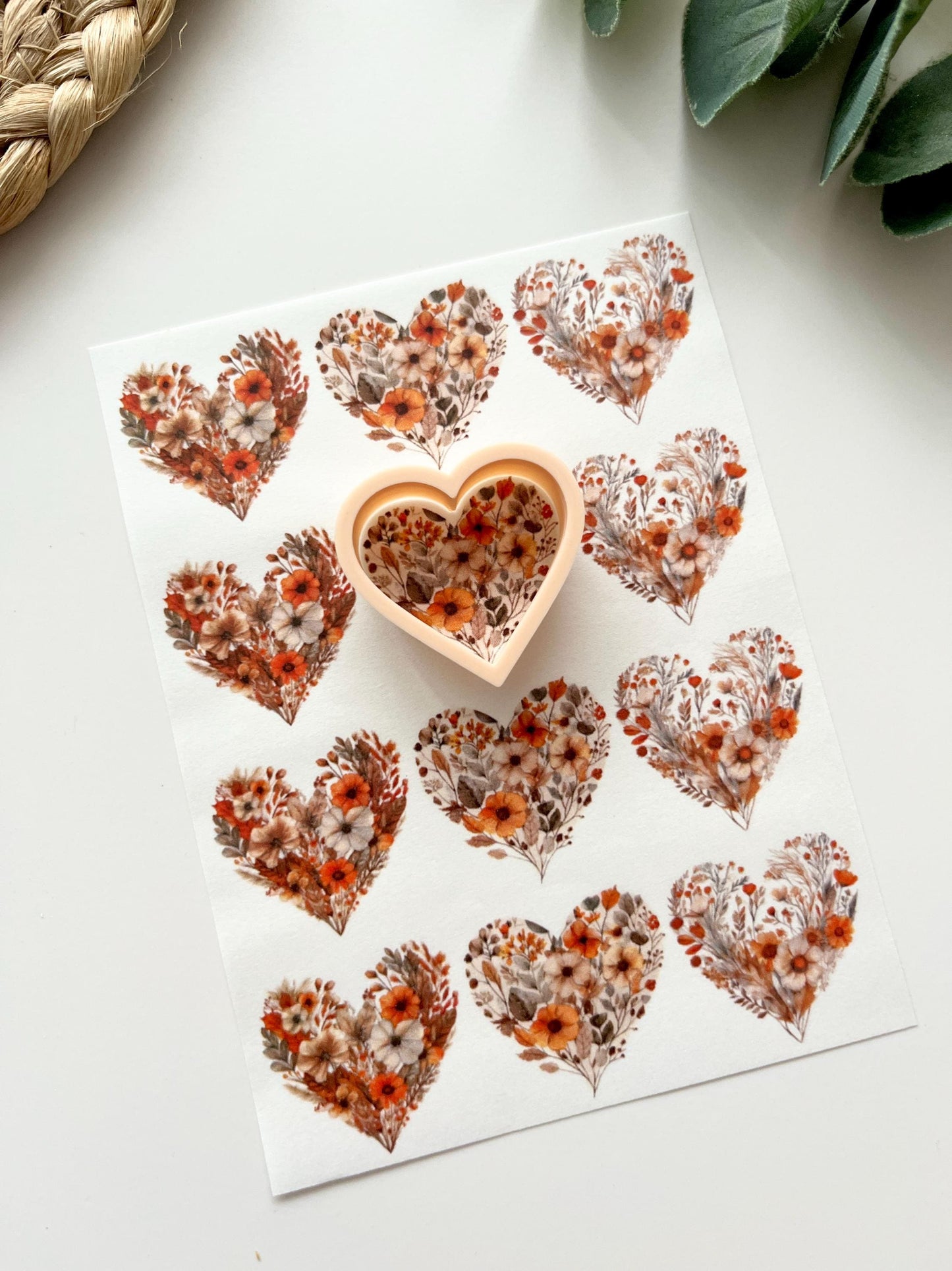 Autumn Hearts Transfer Papers + Cutter
