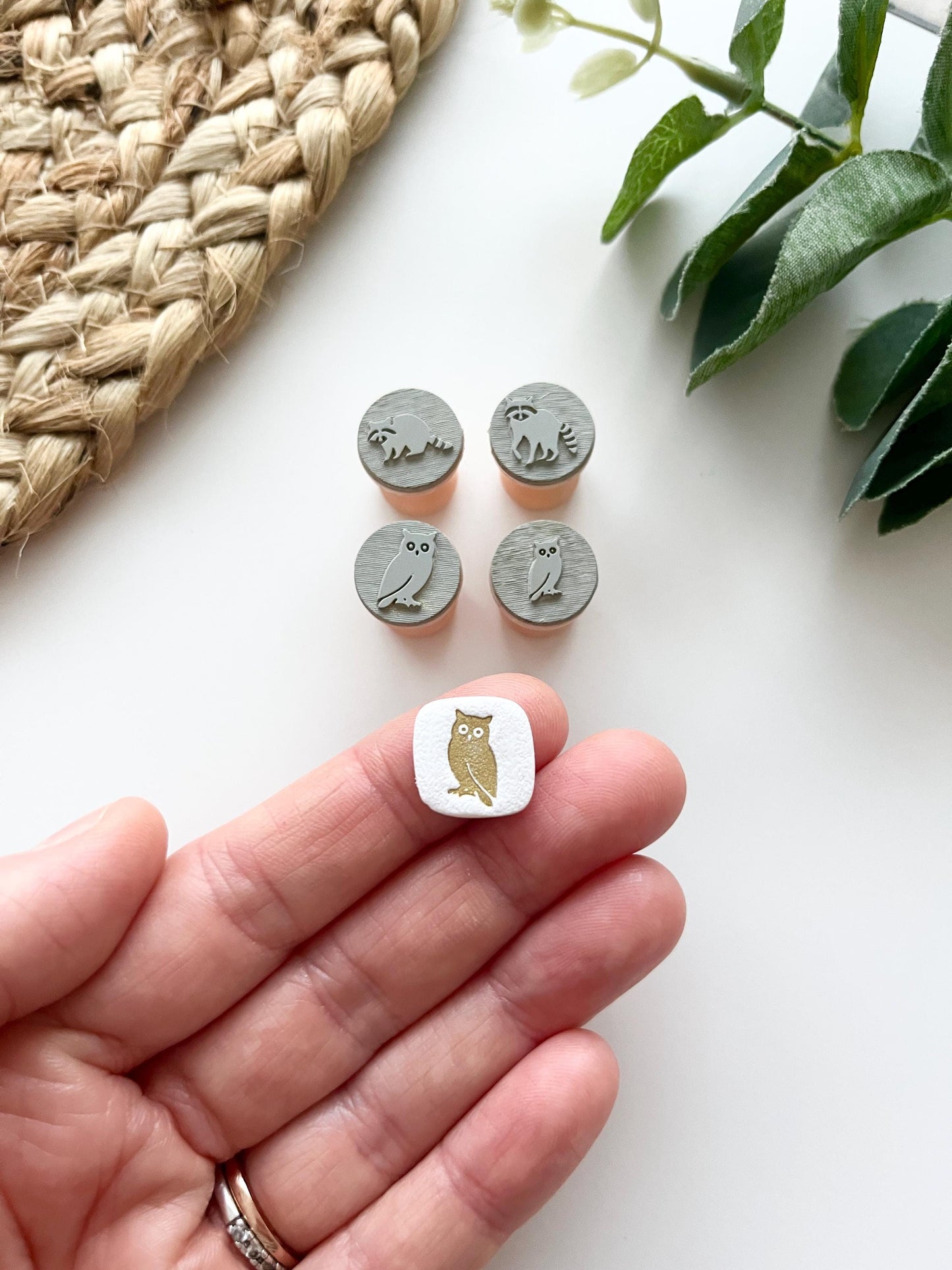 Owl and Raccoon Stamps: Mica Powder