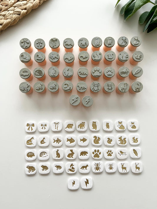 38 New Mica Stamps Bundle plus Free Gold and Silver Mica Powder: Polymer Clay & Jewelry Tools