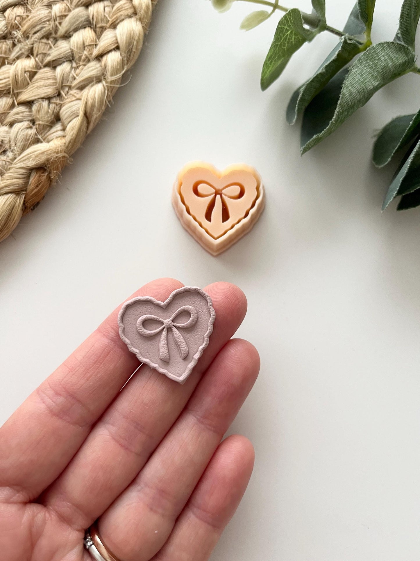 Organic Debossed Bow Heart Stamp Cutter