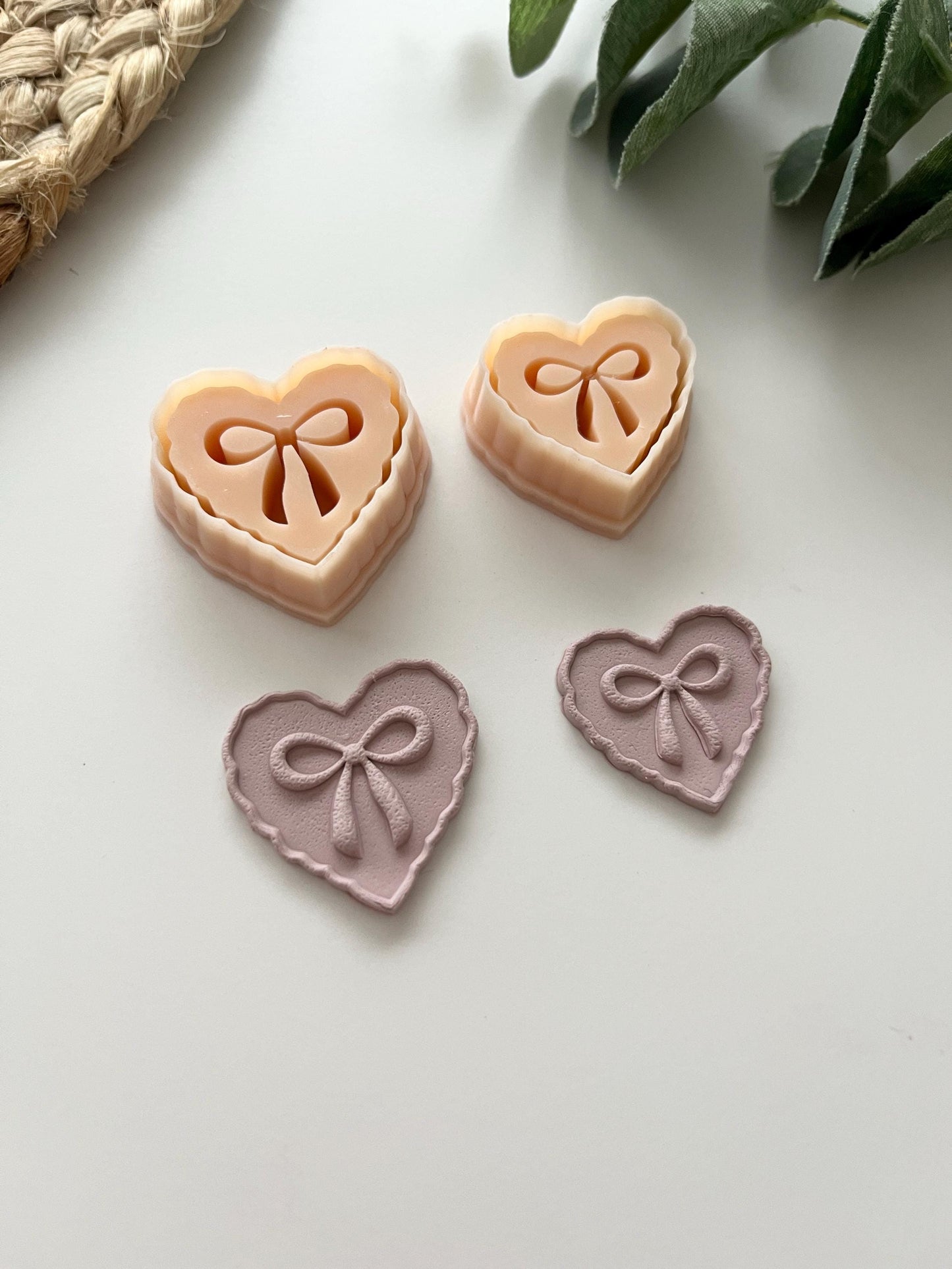 Organic Debossed Bow Heart Stamp Cutter