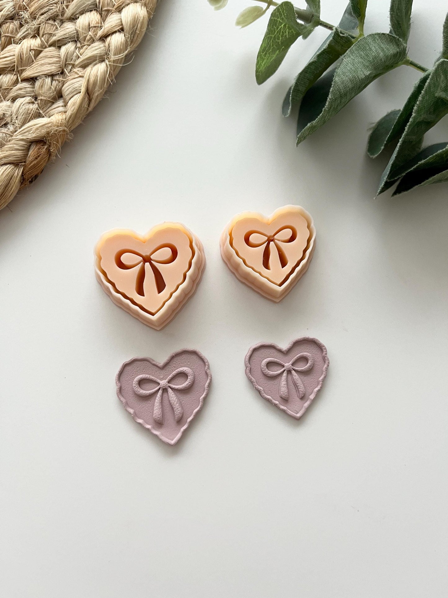 Organic Debossed Bow Heart Stamp Cutter