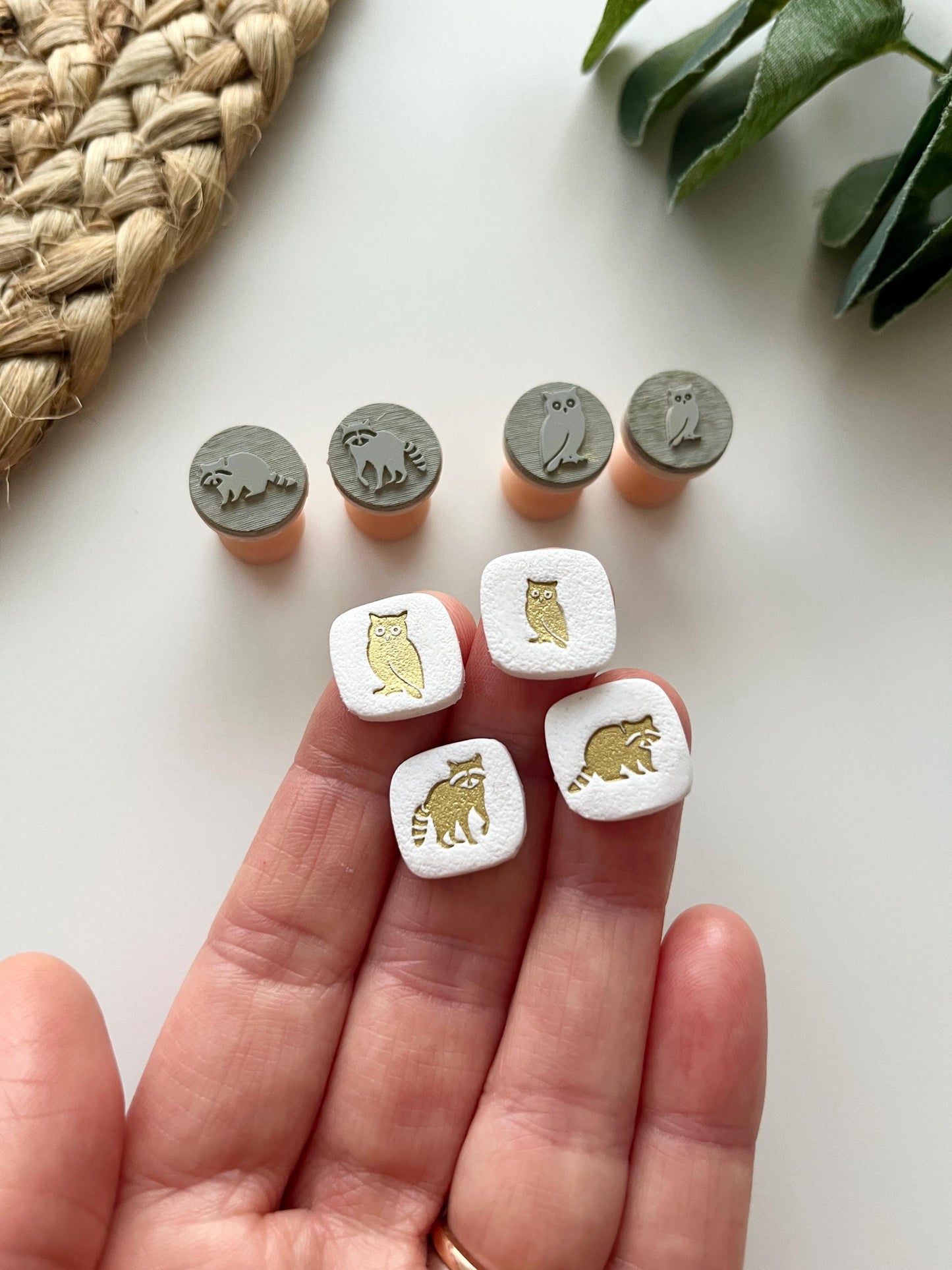 Owl and Raccoon Stamps: Mica Powder