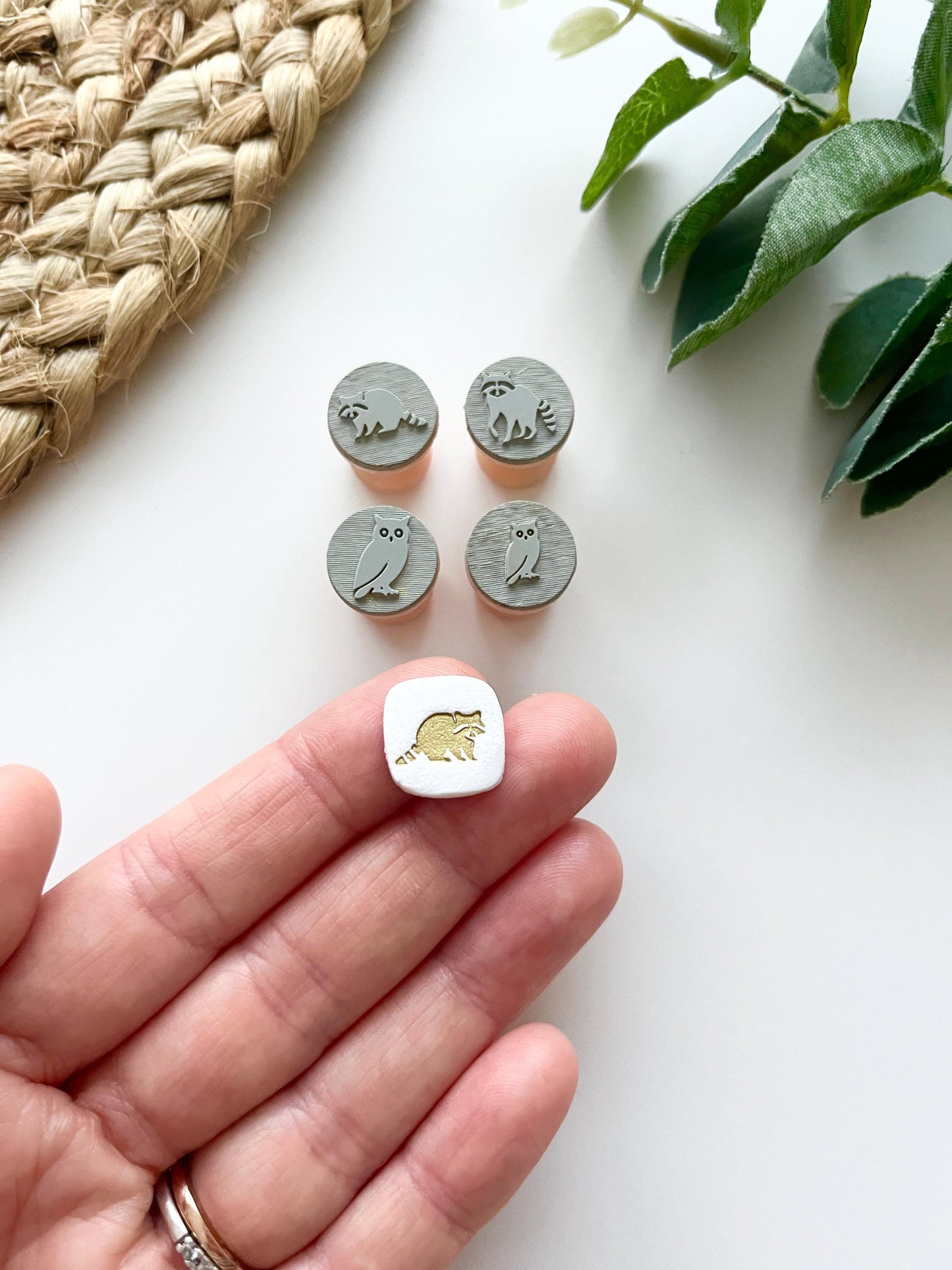 Owl and Raccoon Stamps: Mica Powder