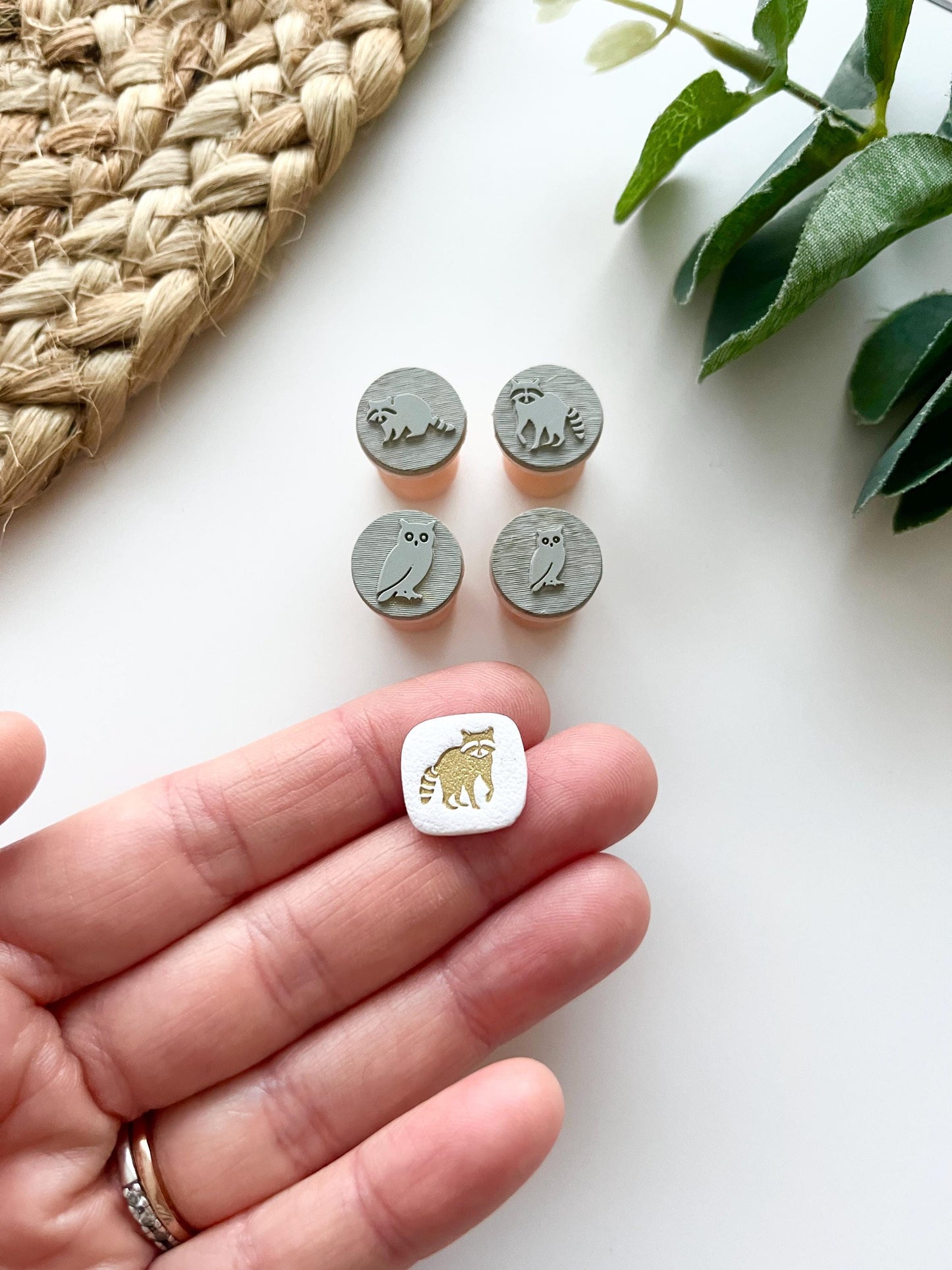 Owl and Raccoon Stamps: Mica Powder