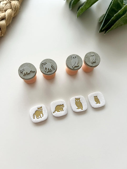 Owl and Raccoon Stamps: Mica Powder