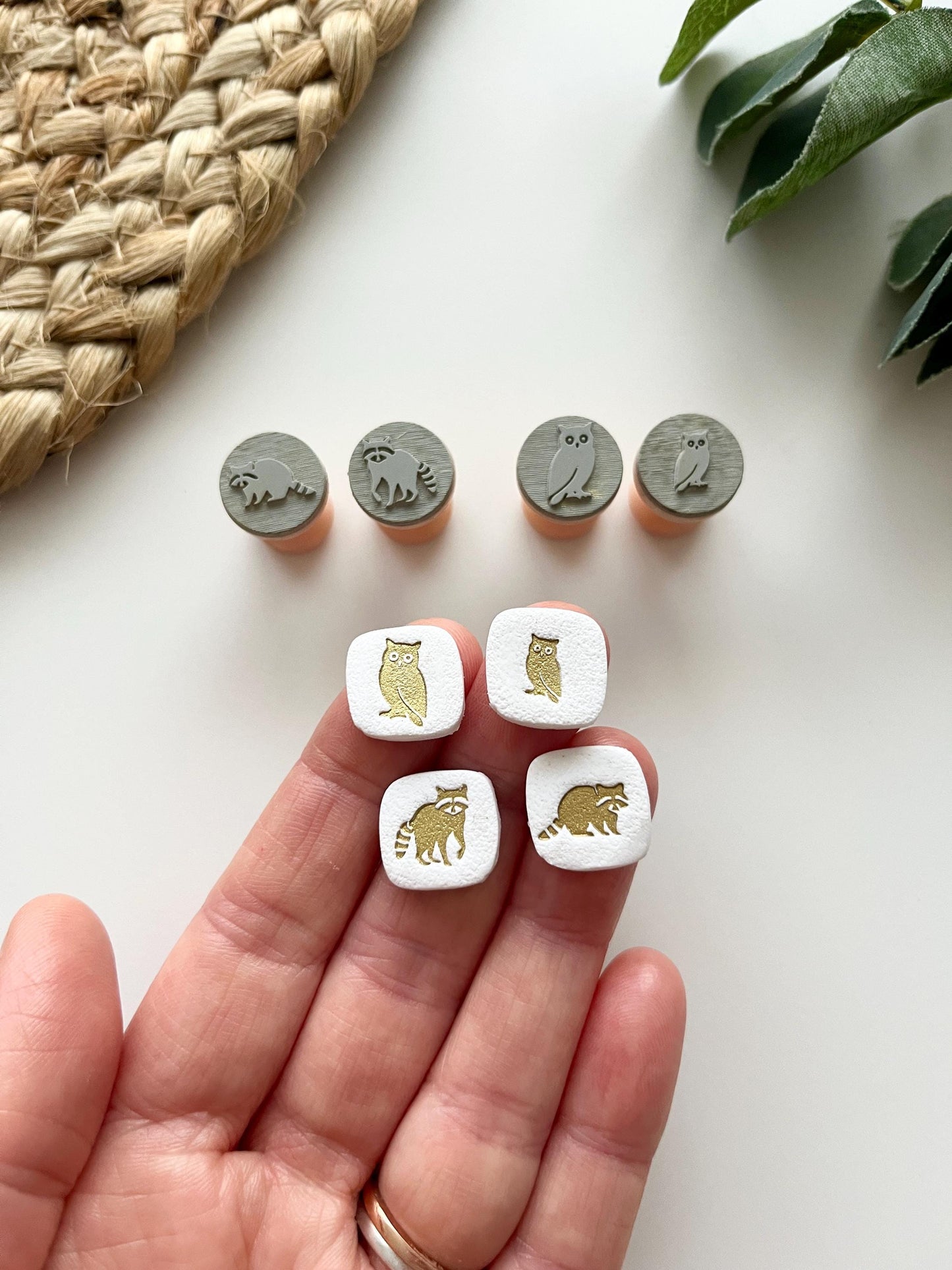 Owl and Raccoon Stamps: Mica Powder