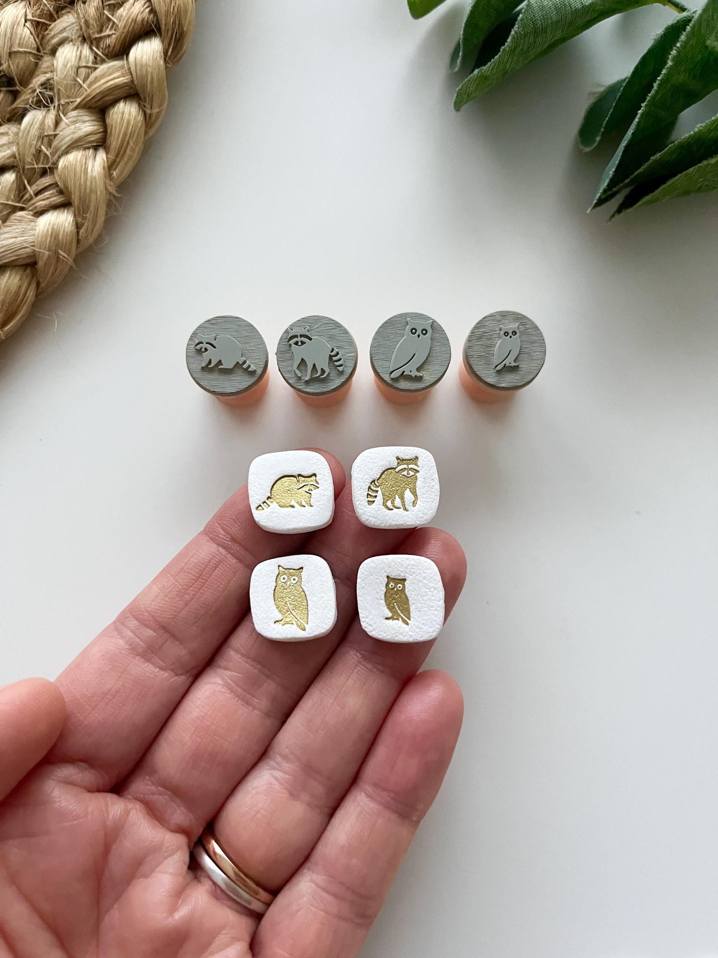 Owl and Raccoon Stamps: Mica Powder