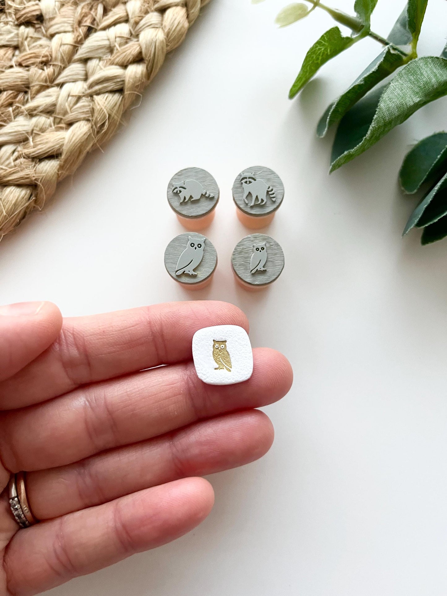 Owl and Raccoon Stamps: Mica Powder