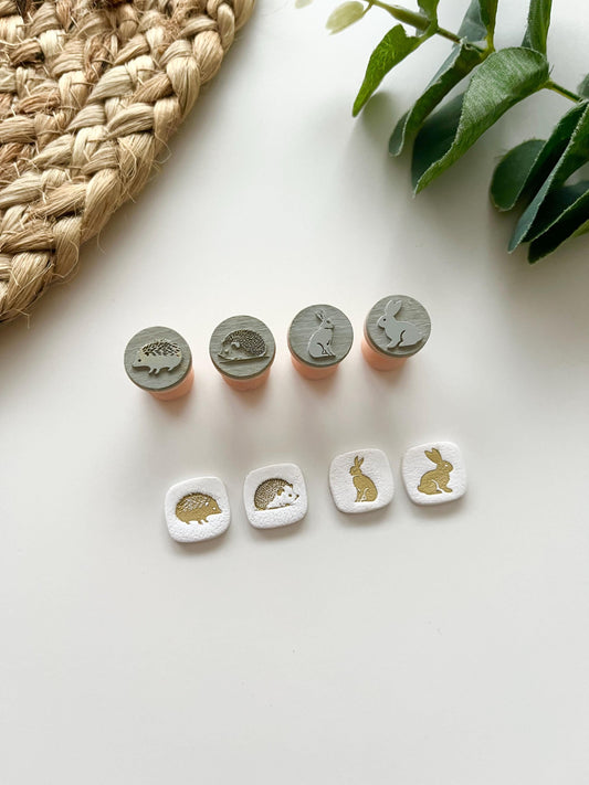 Bunny Rabbit and Hedgehog Stamps: Mica Powder