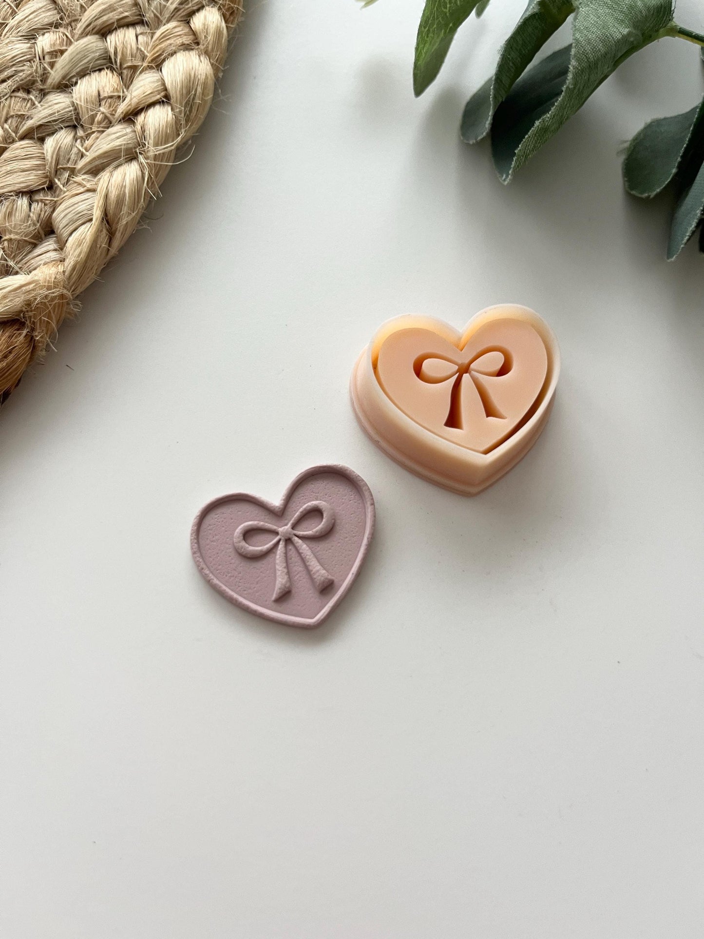Debossed Bow Heart Stamp Cutter