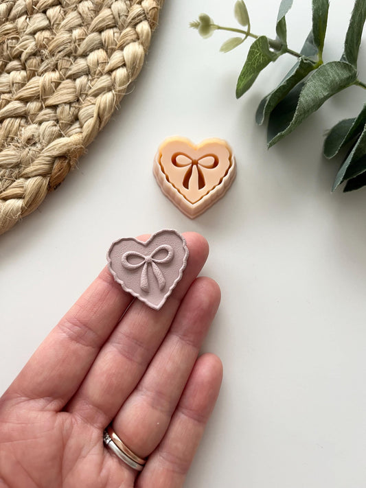 Organic Debossed Bow Heart Stamp Cutter
