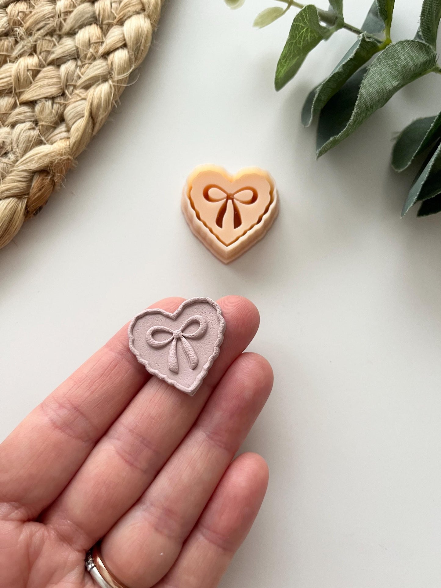 Organic Debossed Bow Heart Stamp Cutter