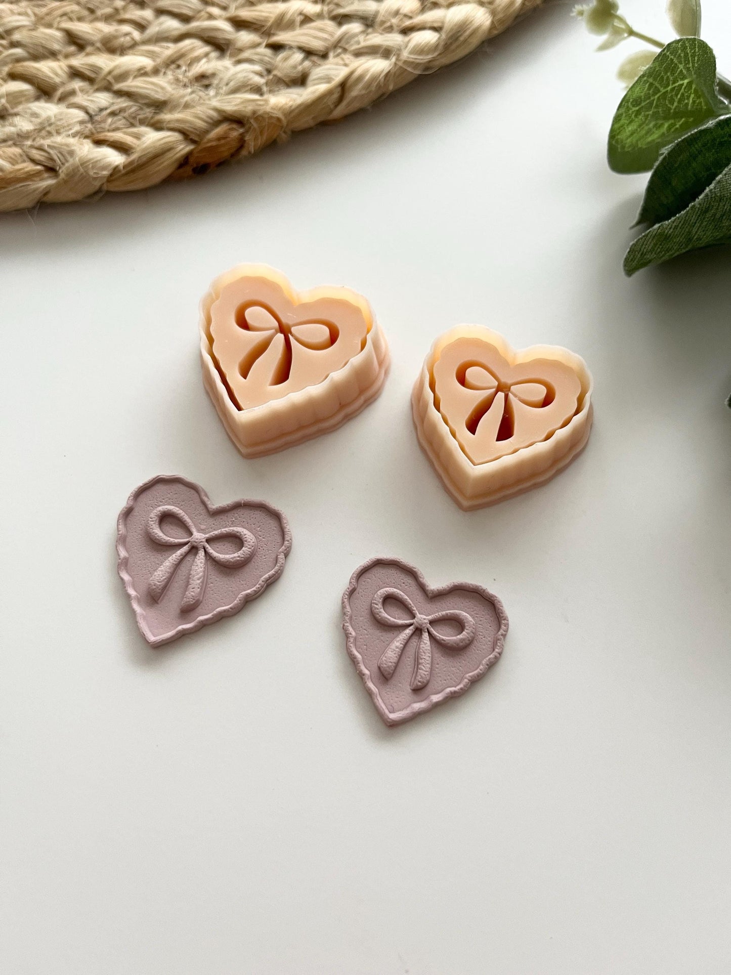 Organic Debossed Bow Heart Stamp Cutter