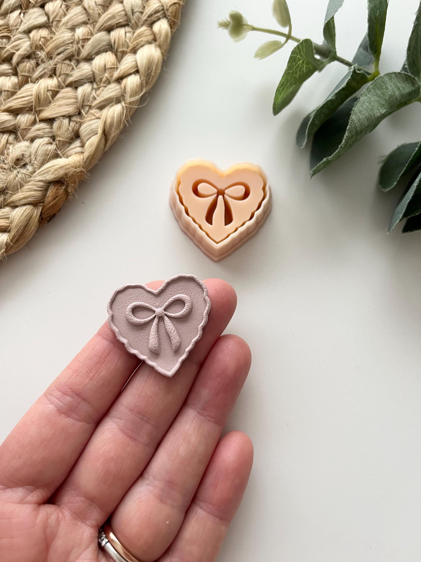 Organic Debossed Bow Heart Stamp Cutter