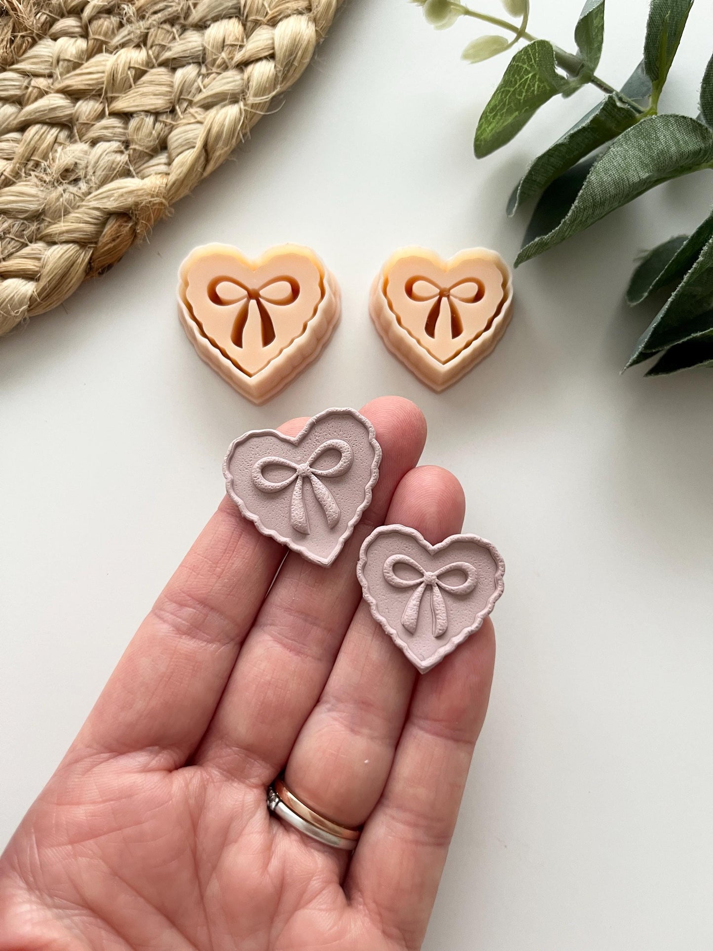 Organic Debossed Bow Heart Stamp Cutter