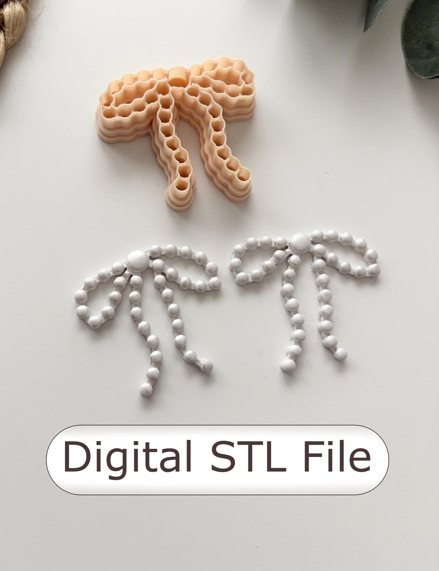 Bead Border Bow Polymer Clay Cutter - Digital STL File