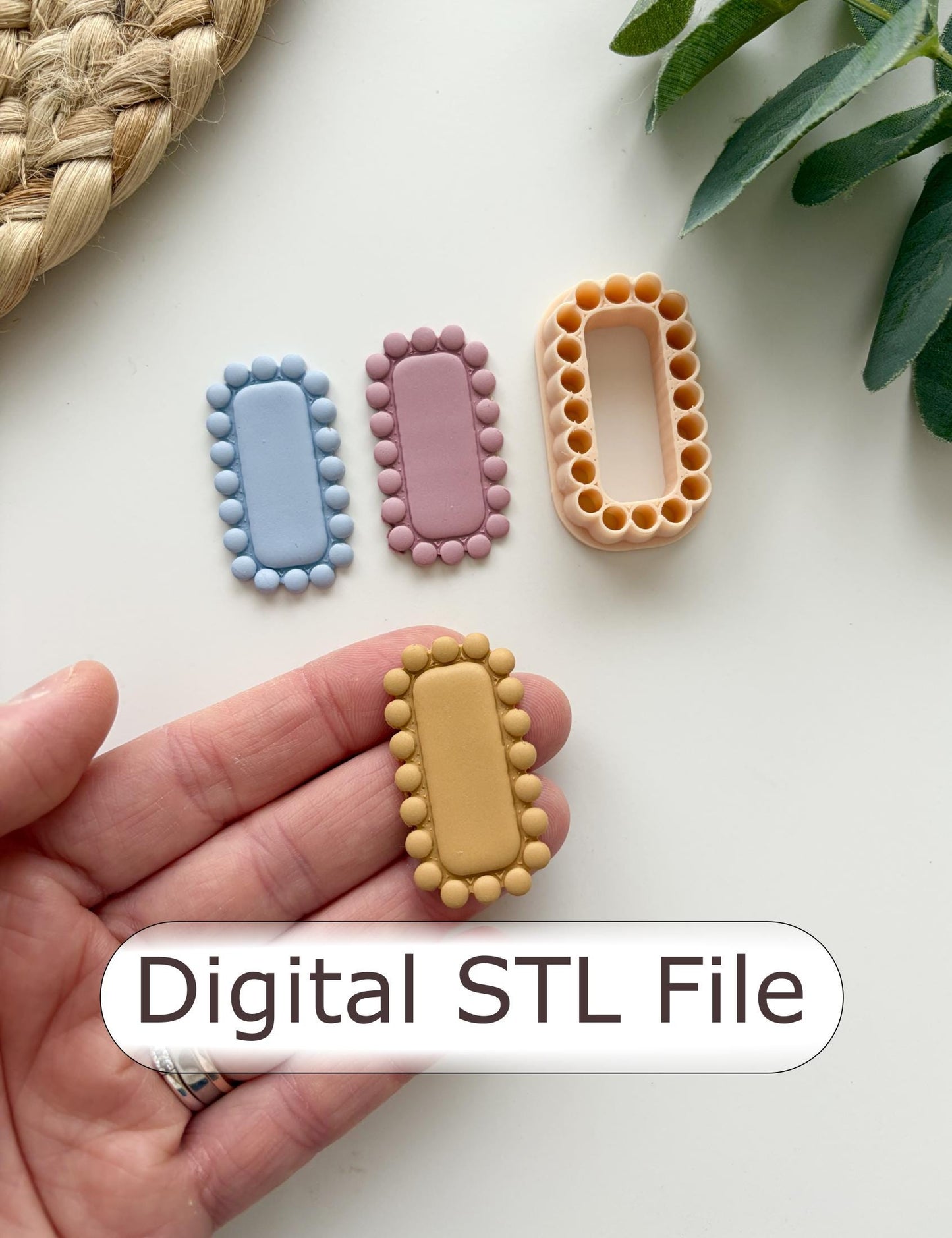 Bead Border Rounded Rectangle Polymer Clay Cutter - Digital STL File