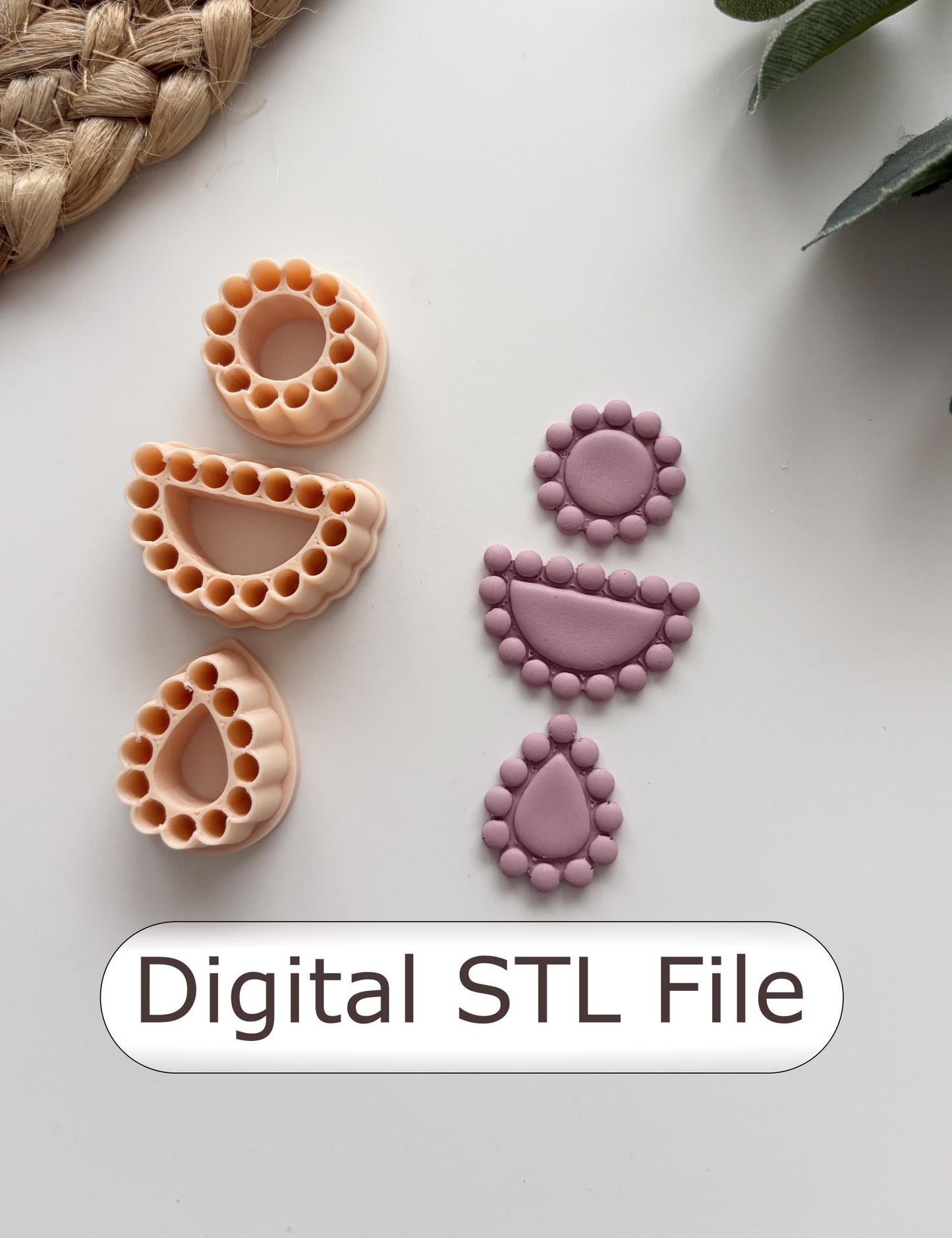 Bead Border Trio Polymer Clay Cutter - Digital STL File