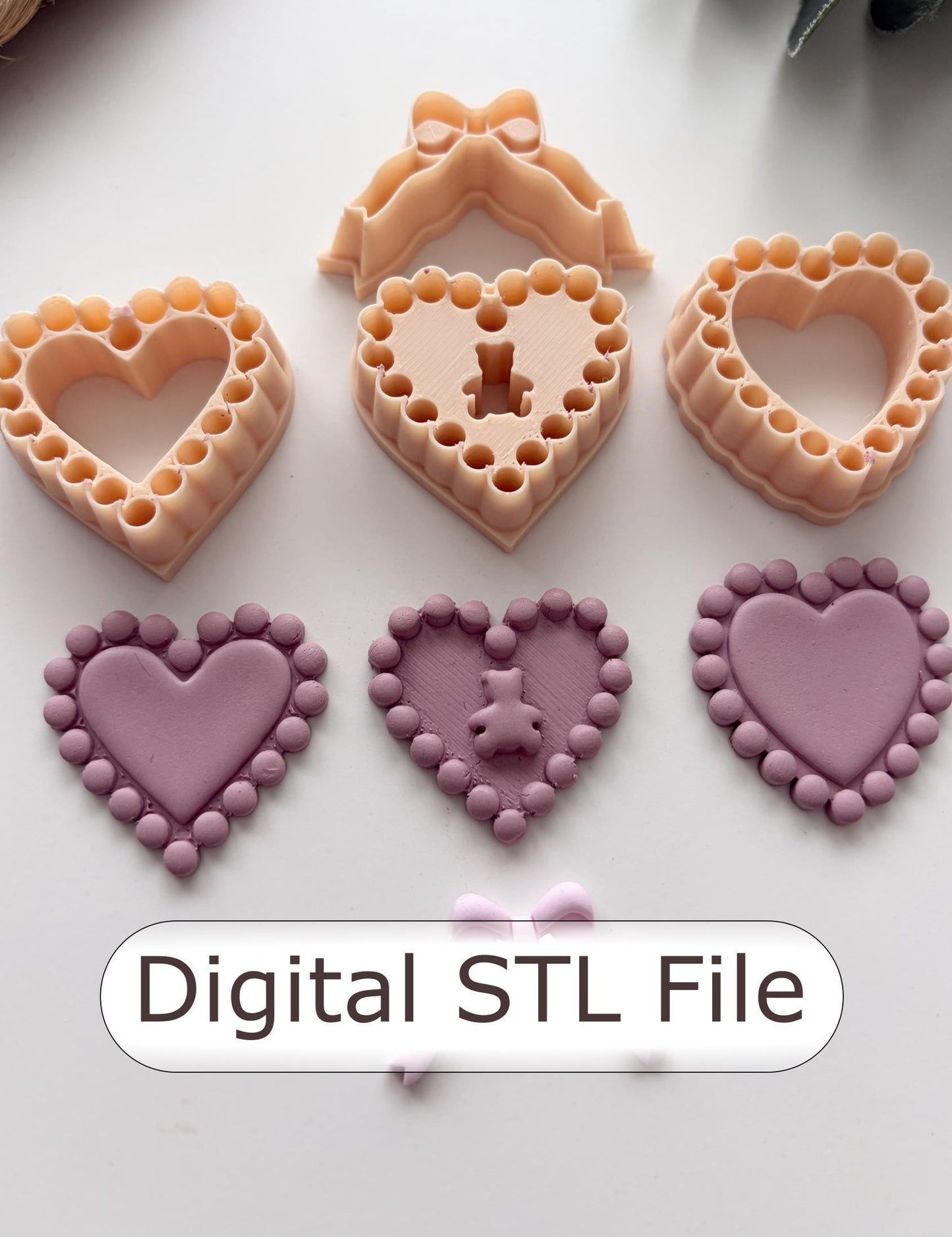 Bead Border Hearts Polymer Clay Cutter - Digital STL File